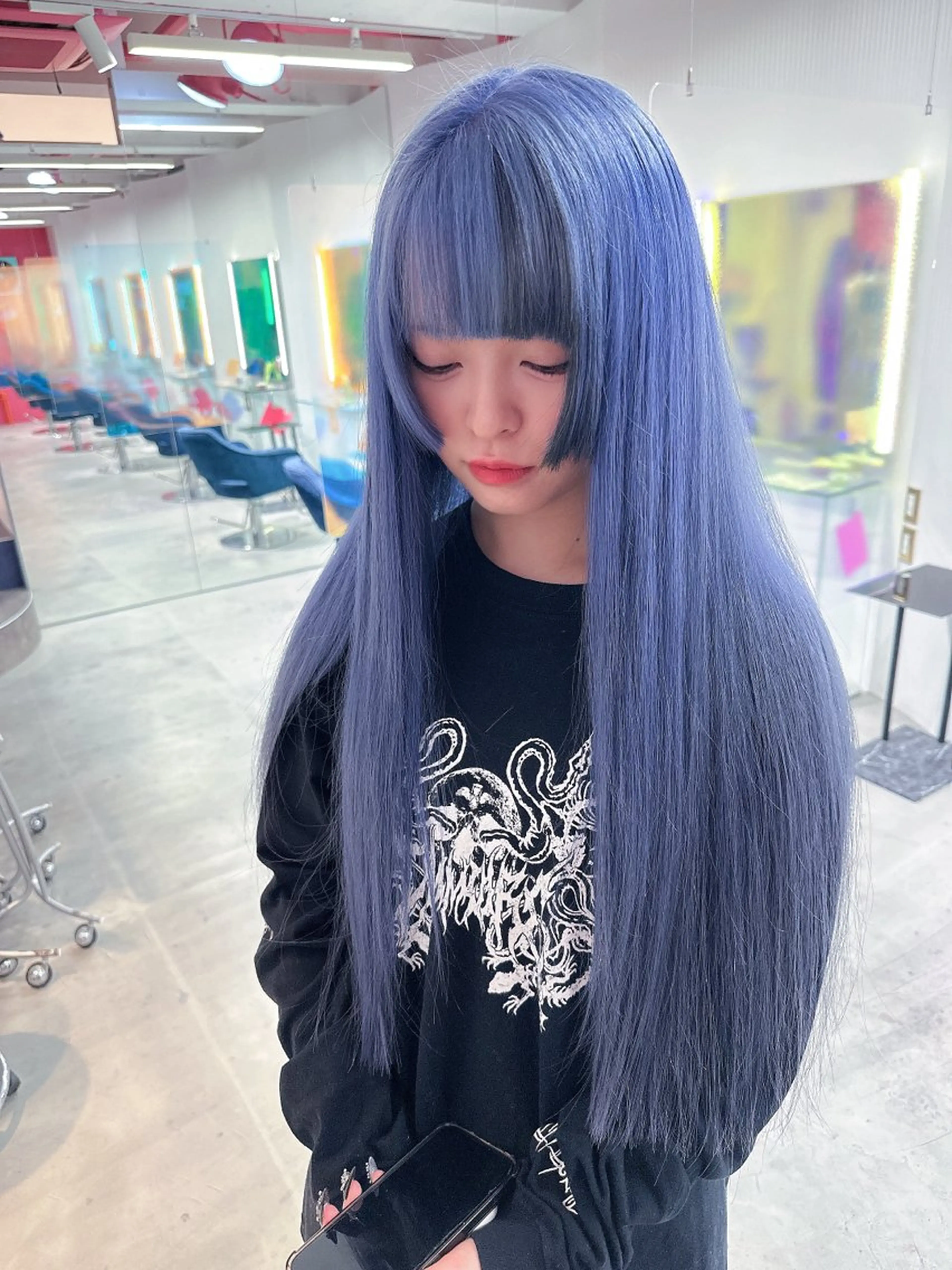 ロング カラー 黒髪 ブリーチ エクステ 髪質改善 ヘアカラー BOX mico.のヘアスタイル