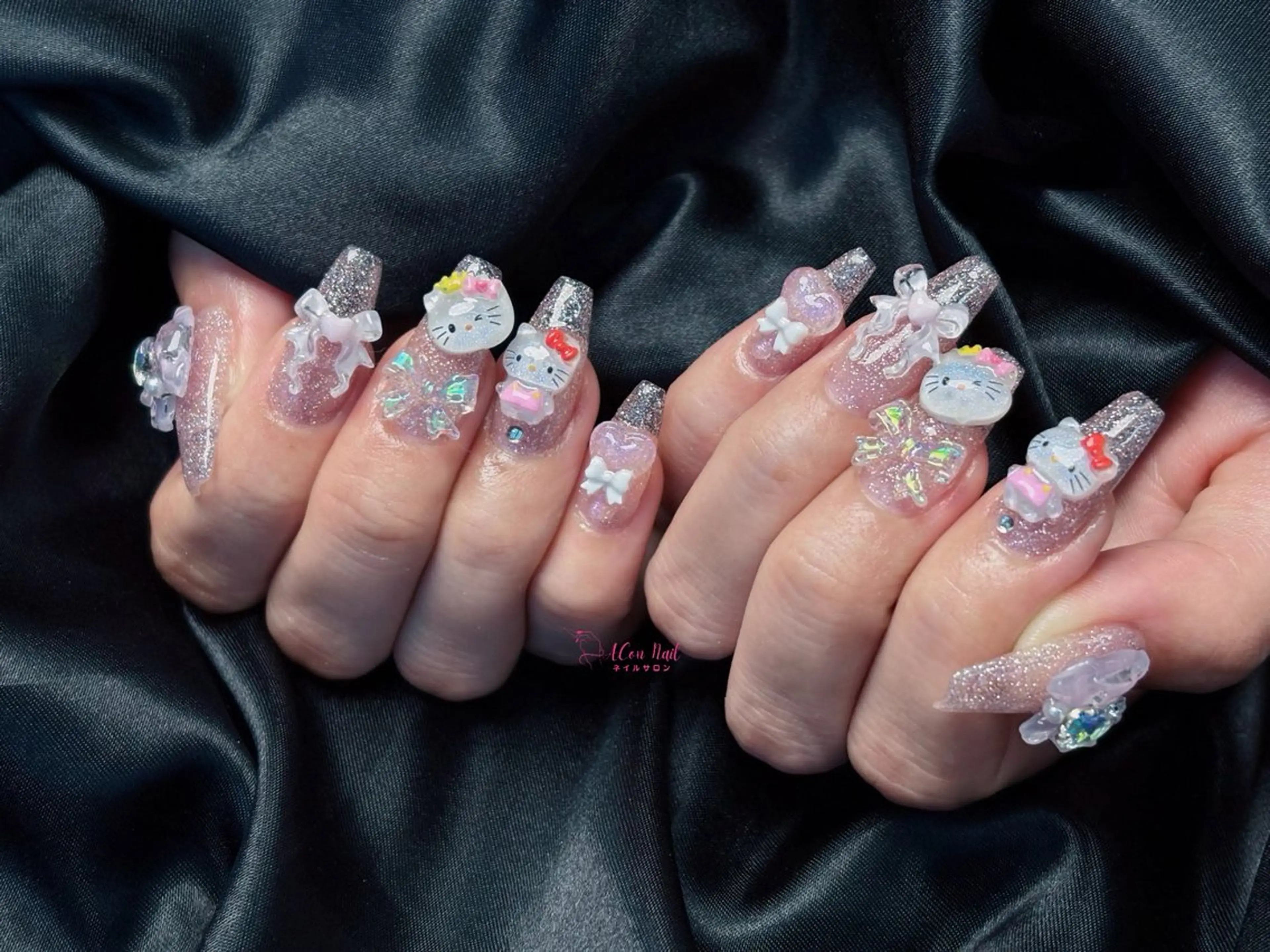 ネイル 桜ネイル 長さ出し フラワーネイル フレンチネイル ジェルネイル ハンドネイル AConNailSalon所属・ACon NailSalonのネイルデザイン