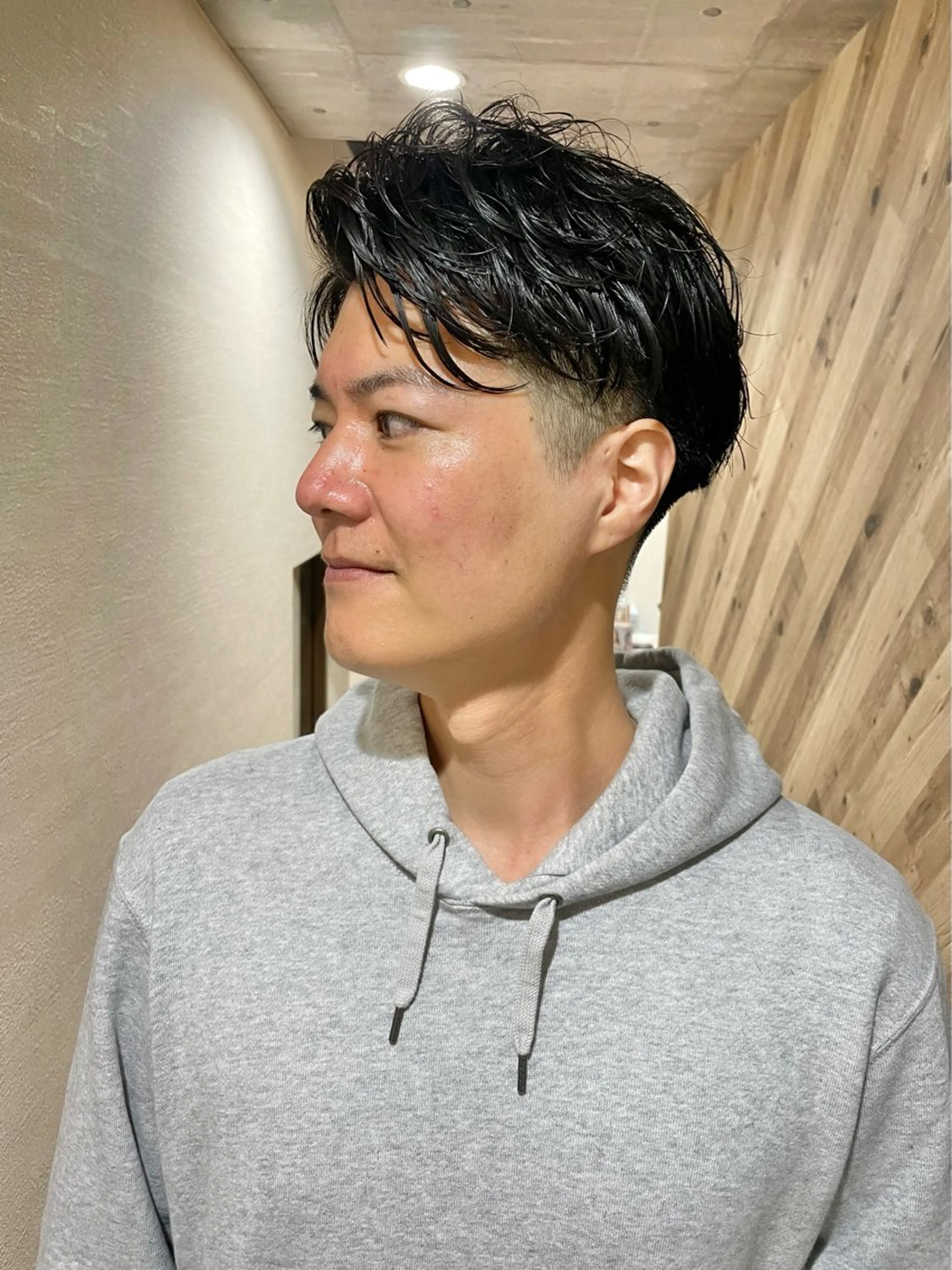 ショート メンズ アップバング grAt所属・森 真伊希のヘアスタイル