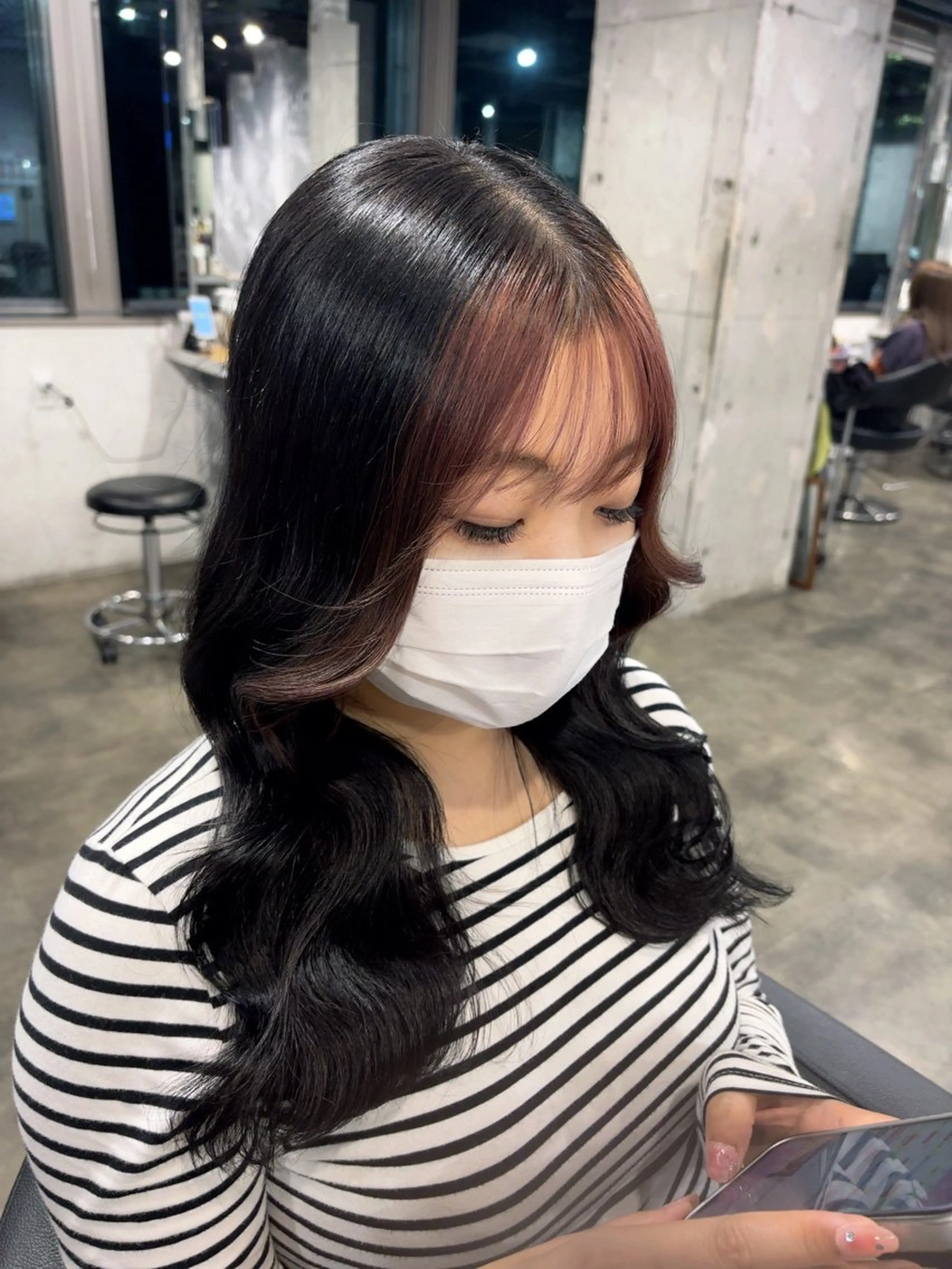 セミロング カラー ミストバング  フェイスフレーミング ピンクカラー alicetokyo 🦋宮葉🦋のマツエク・マツパデザイン