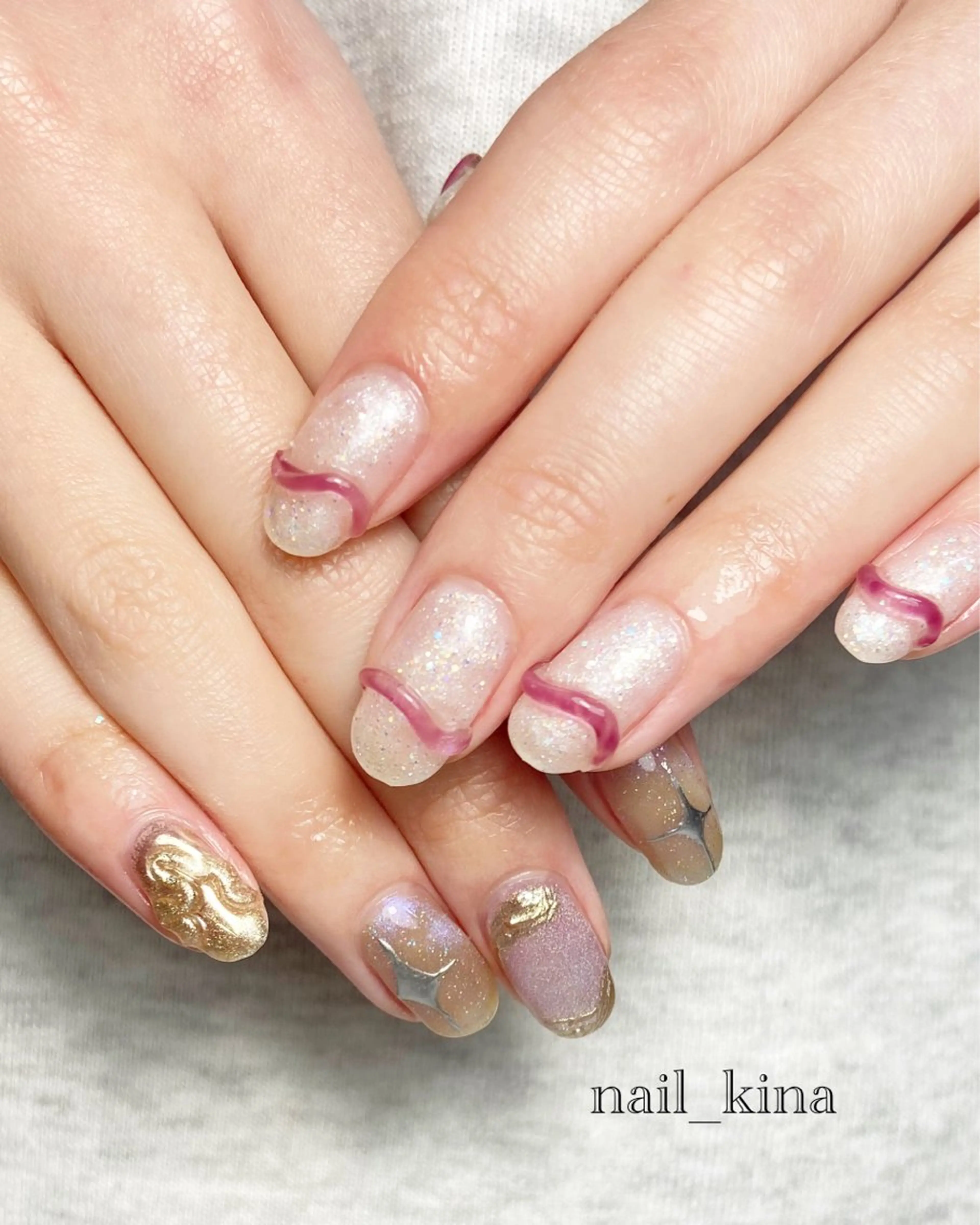 ネイル フラッシュネイル マグネットネイル ワンカラーネイル nail_ kinaのネイルデザイン