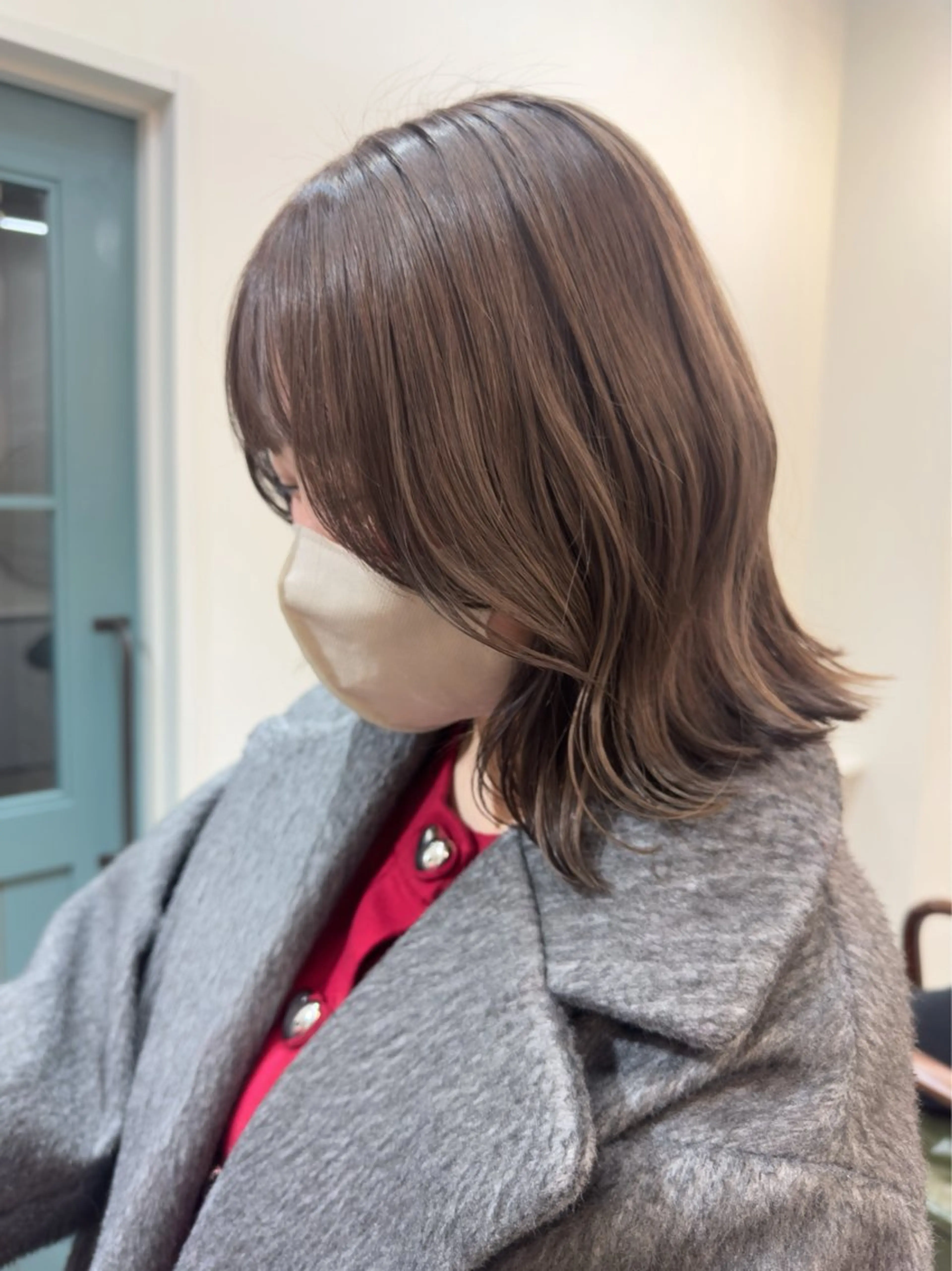 ミディアム カラー くびれヘア カット ヘアカラー レイヤー/顔周り /いいぬまみかのヘアスタイル