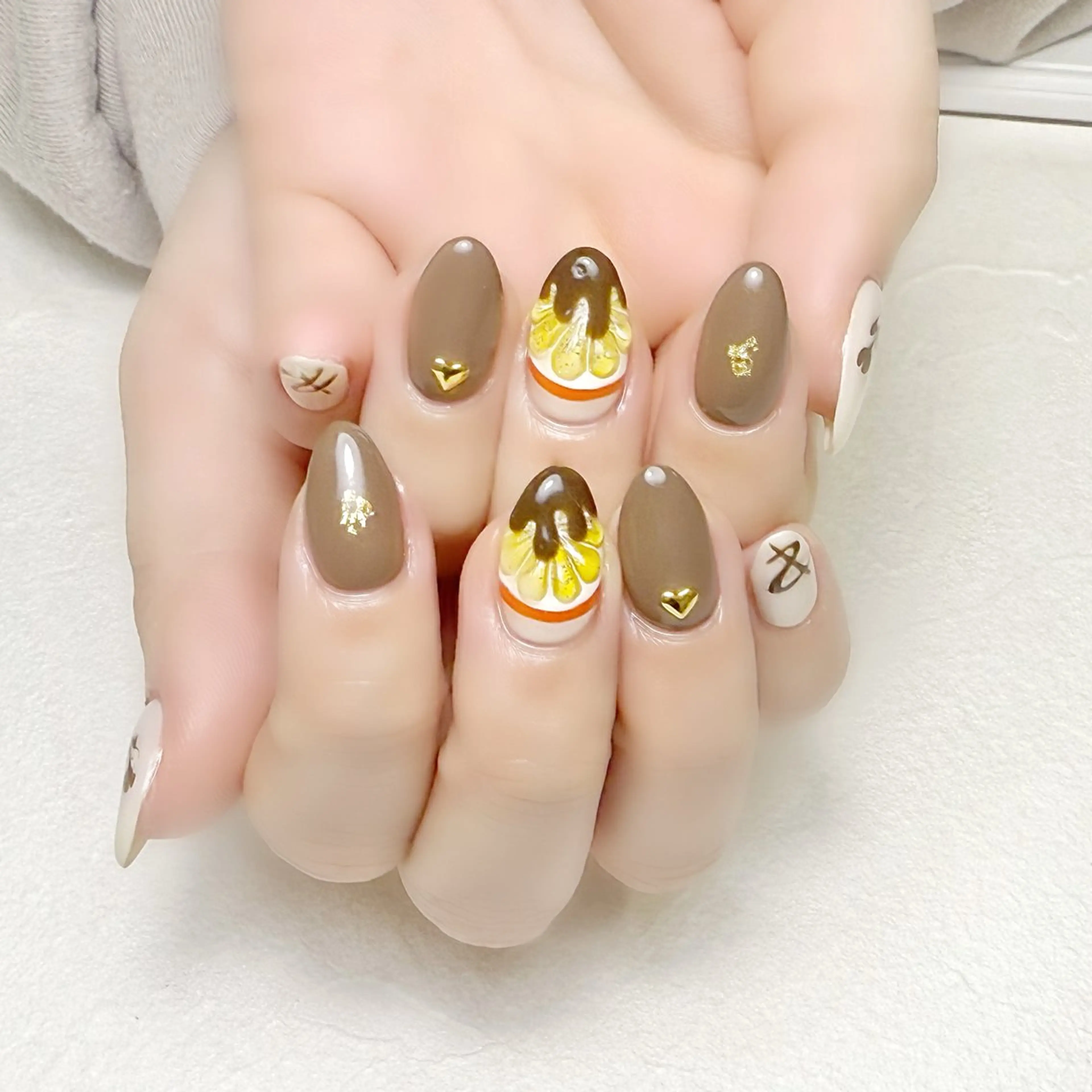 ネイル オレンジ バレンタイン rouse nail RISATOのネイルデザイン