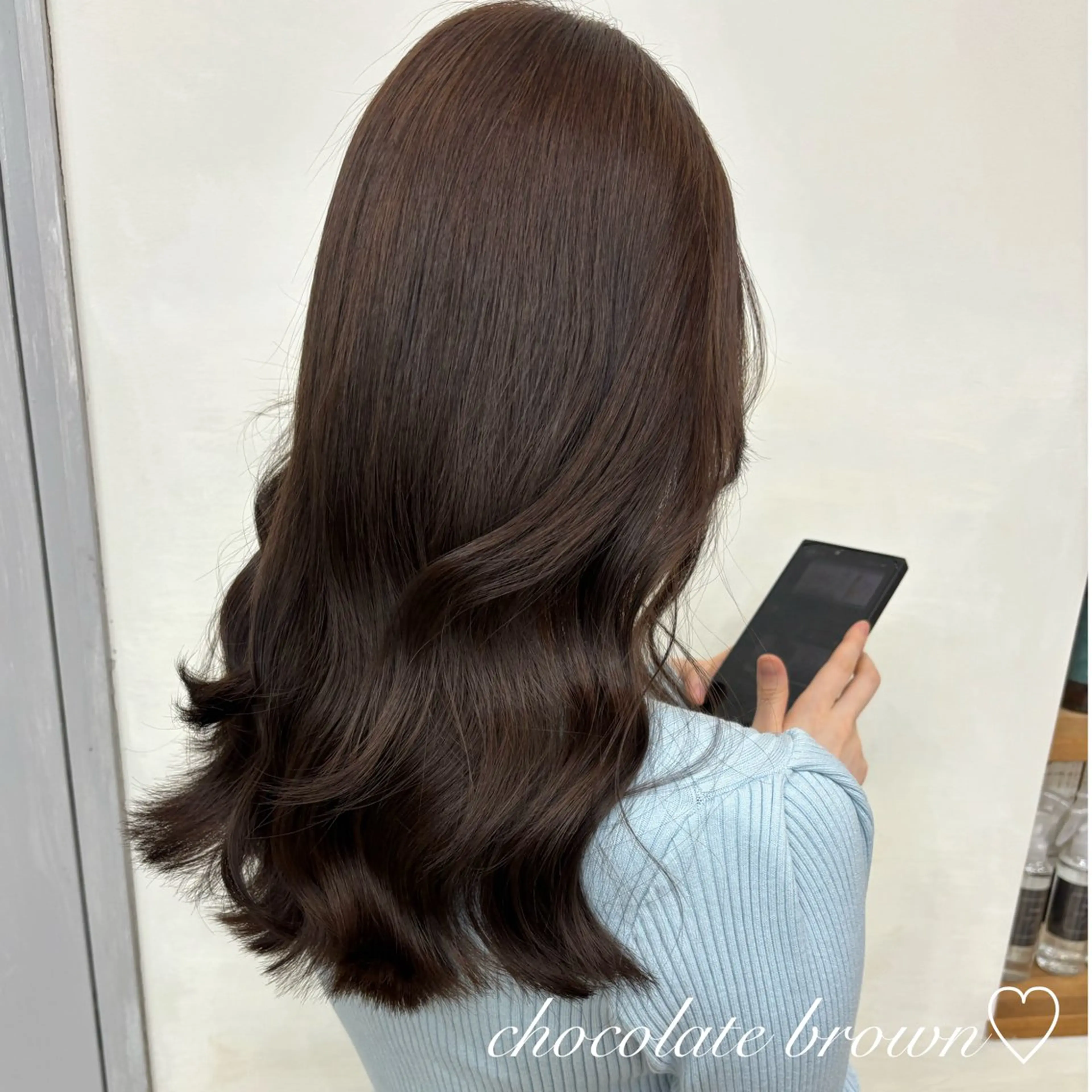 セミロング チョコレートブラウン 髪質改善♡ 保坂汐音のヘアスタイル