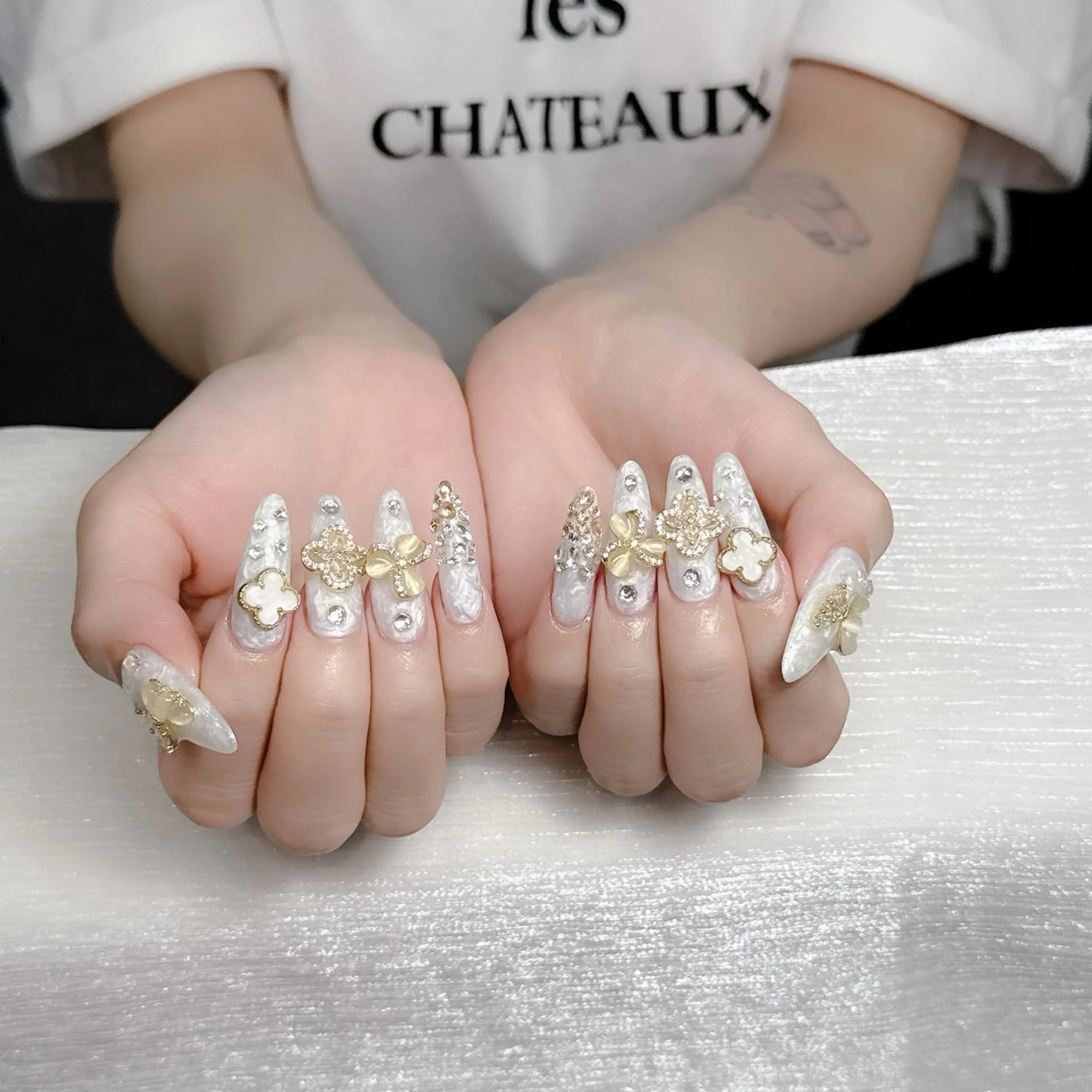 ネイル 長さ出し フレンチネイル 韓国ネイル レース マグネットネイル ハンドネイル nami ナミのネイルデザイン