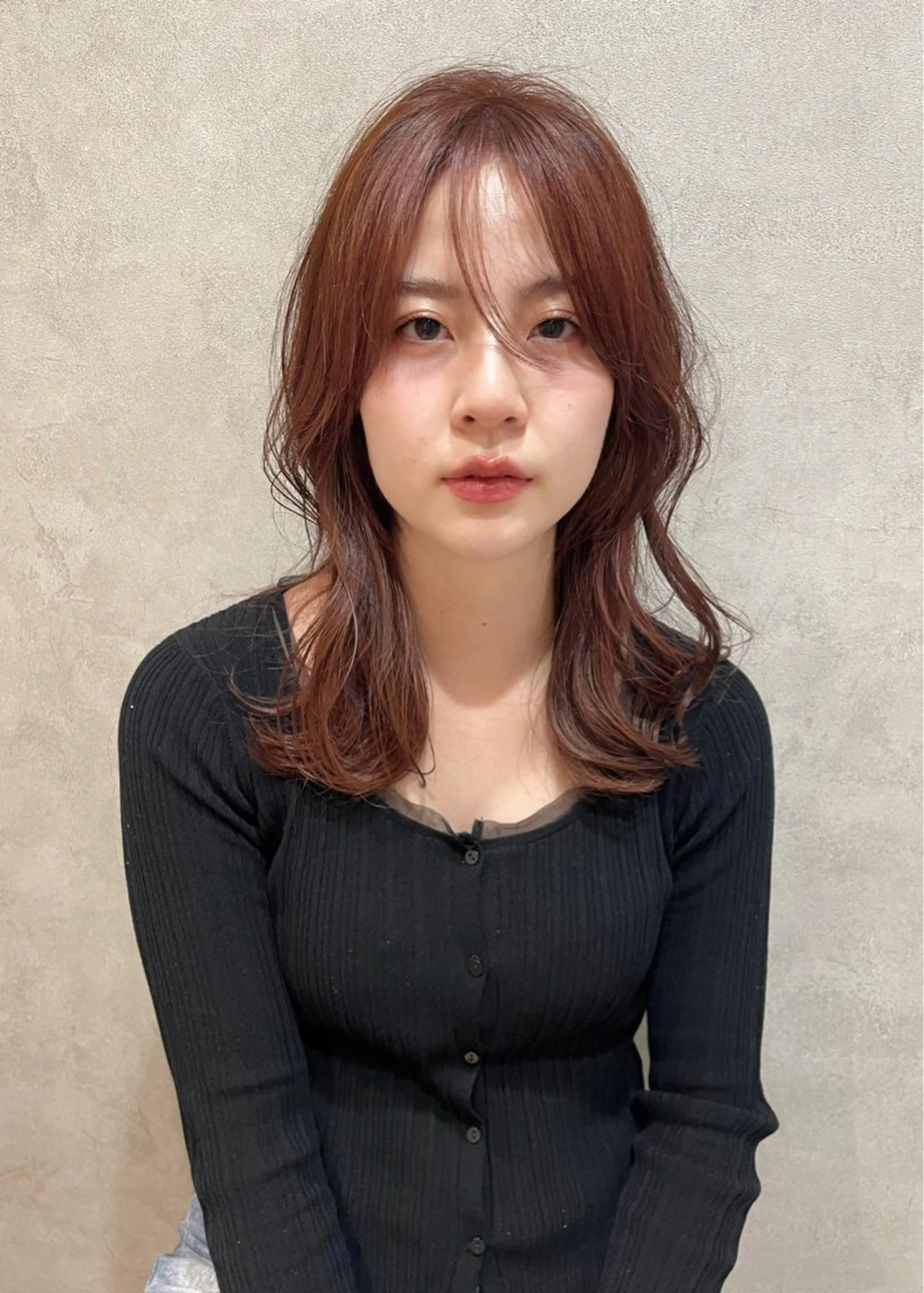 セミロング ピンクブラウン レイヤーカット MAR.co薬院浄水店所属・薬院aiko 🧡暖色艶髪のヘアスタイル