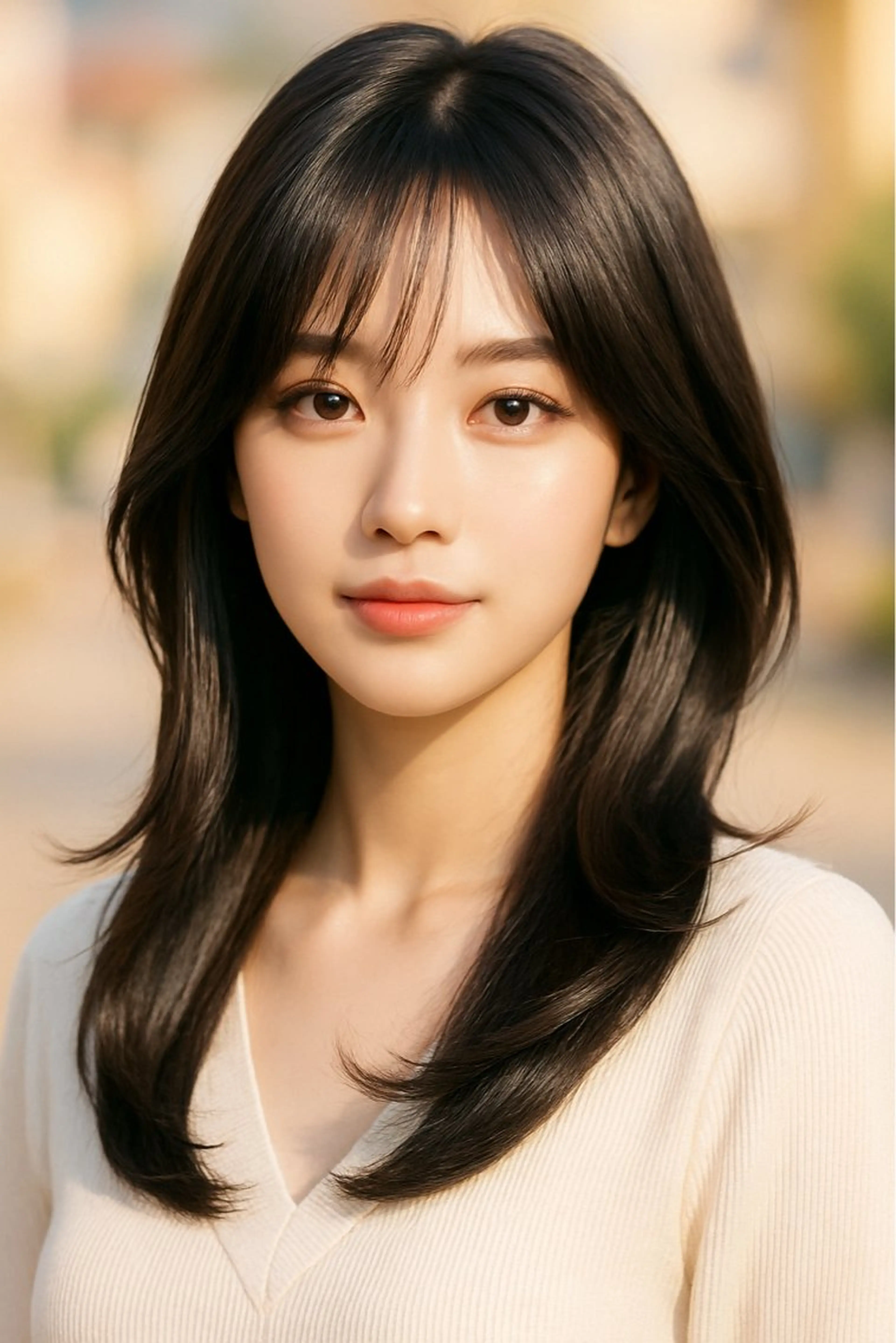 ロング 顔まわりレイヤー 顔周りカット レイヤーカット 縮毛矯正&髪質改善/ きょうの🐺のヘアスタイル