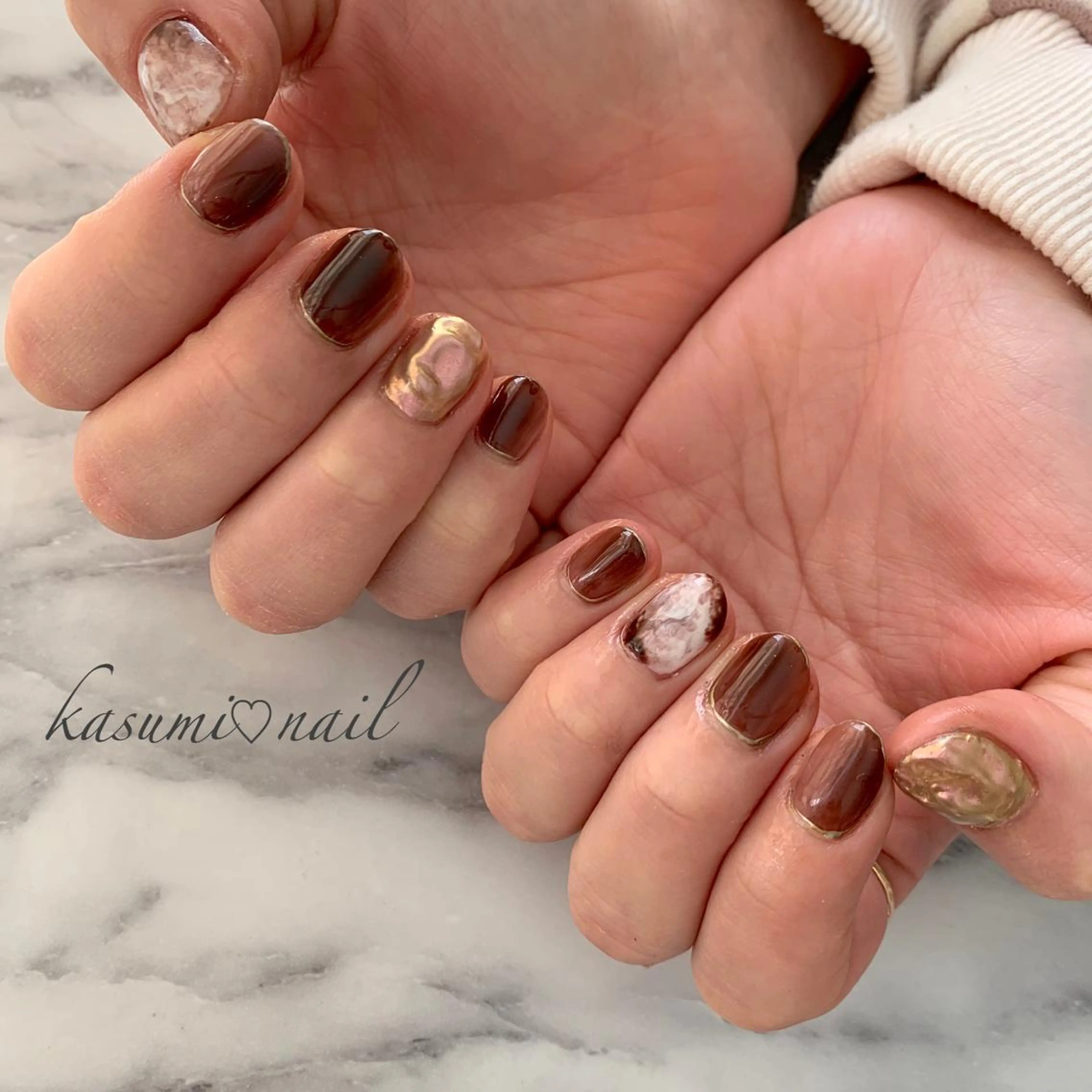ネイル アートネイル フットネイル 大理石ネイル(マーブル) ミラーネイル ニュアンスネイル KASUMI♡ Nailのネイルデザイン