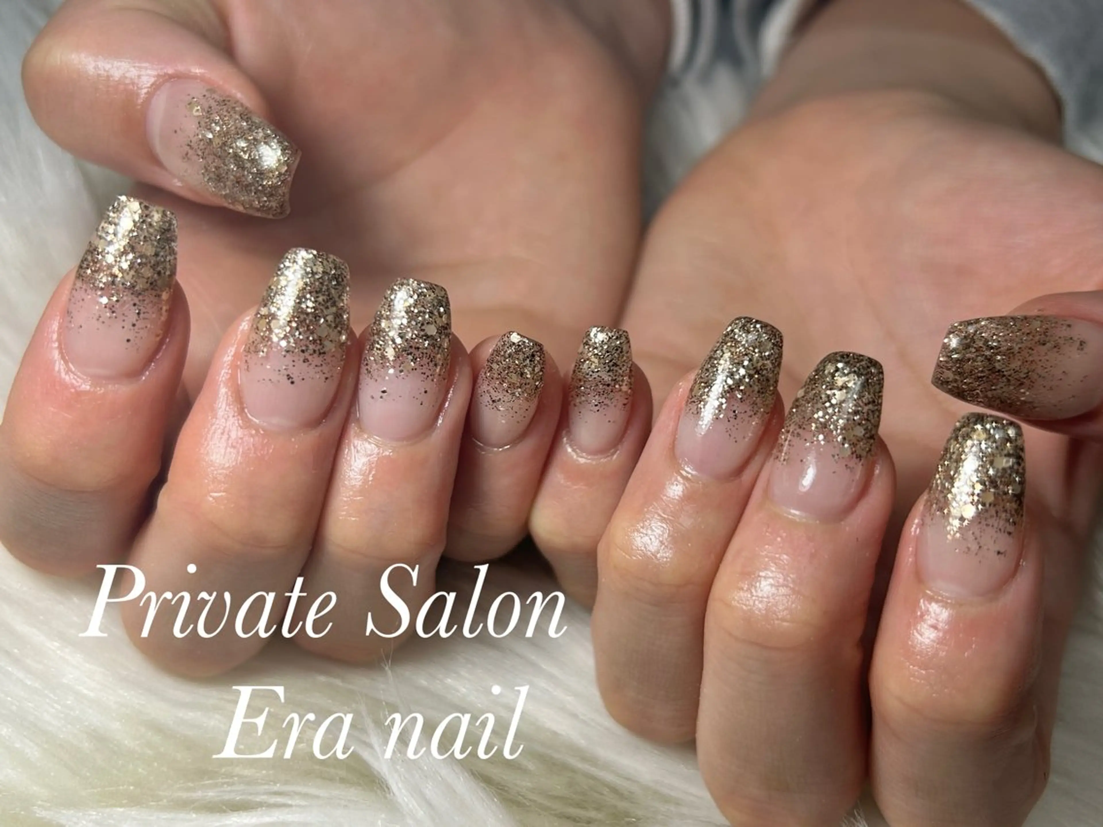 ネイル グラデーション ラメ(グリッター) ラメグラデーション スカルプネイル ハンドネイル Era nailのネイルデザイン