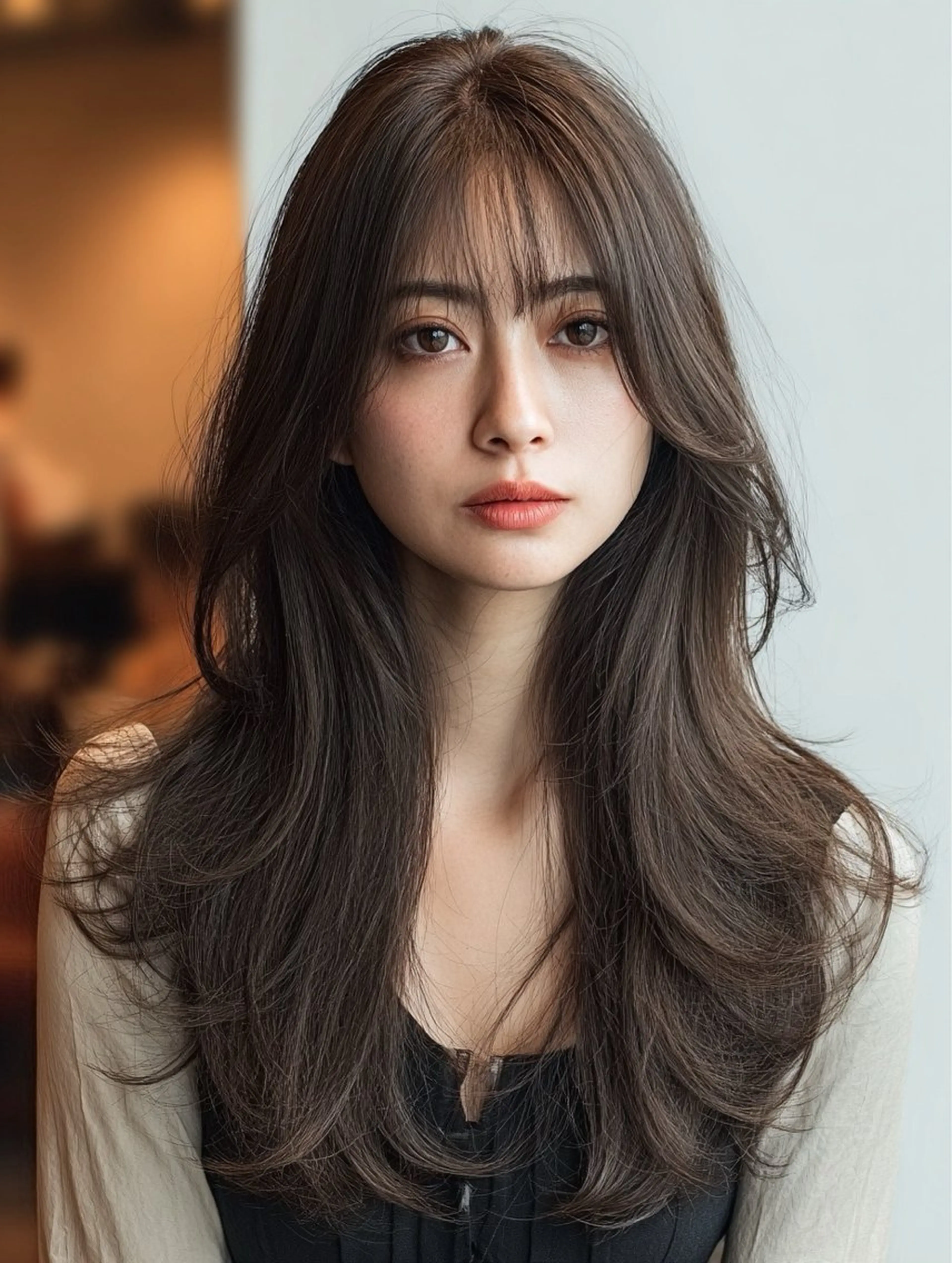 ロング 顔まわりレイヤー 顔周りカット ハッシュカット ハイレイヤー 髪質改善 カット ヘアカラー 縮毛矯正 トリートメント ✨毛髪診断で絶対綺麗 ✨美髪艶髪専門✨高浪のヘアスタイル