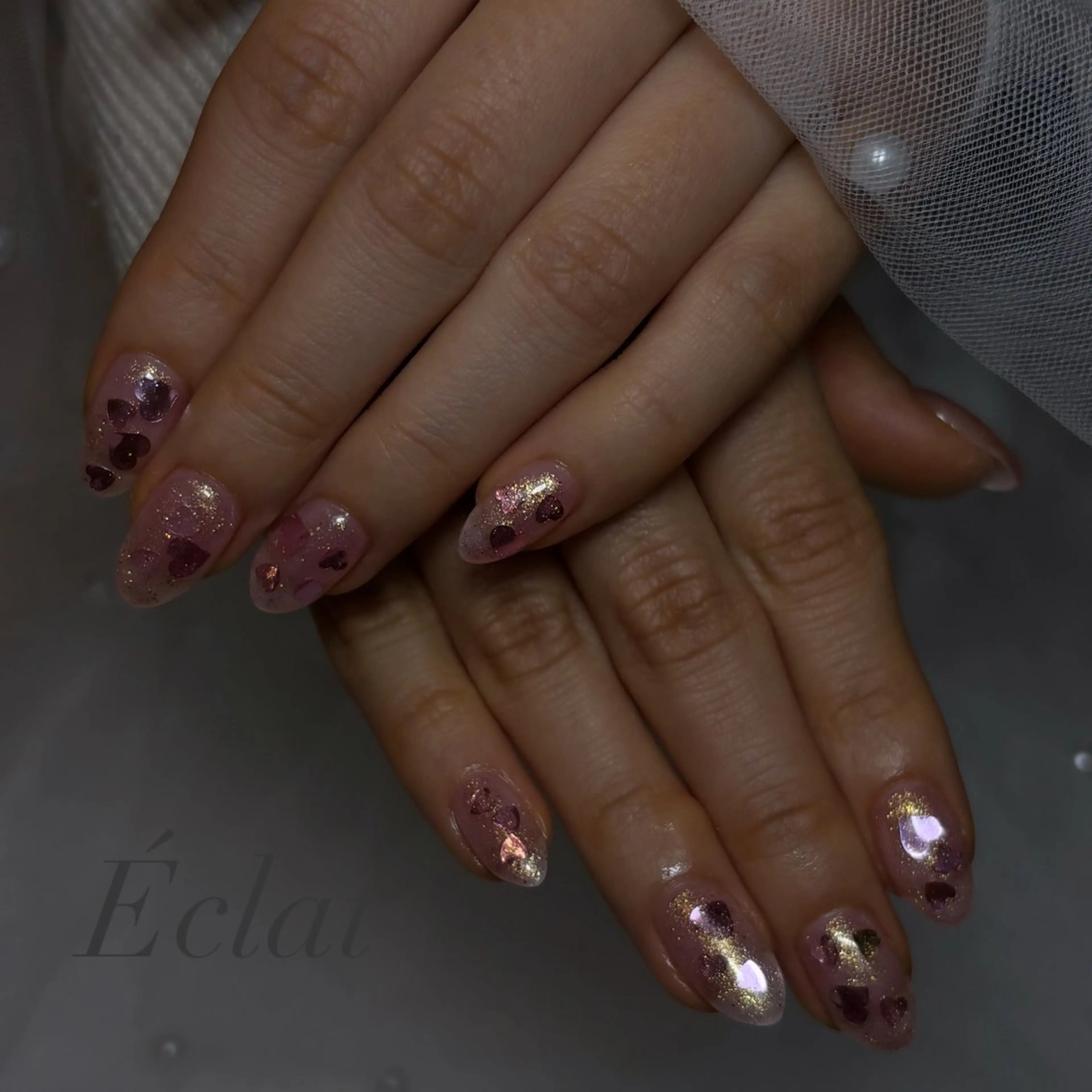 ネイル 持ち込み バレンタイン ハンドネイル nail salon Éclatのネイルデザイン