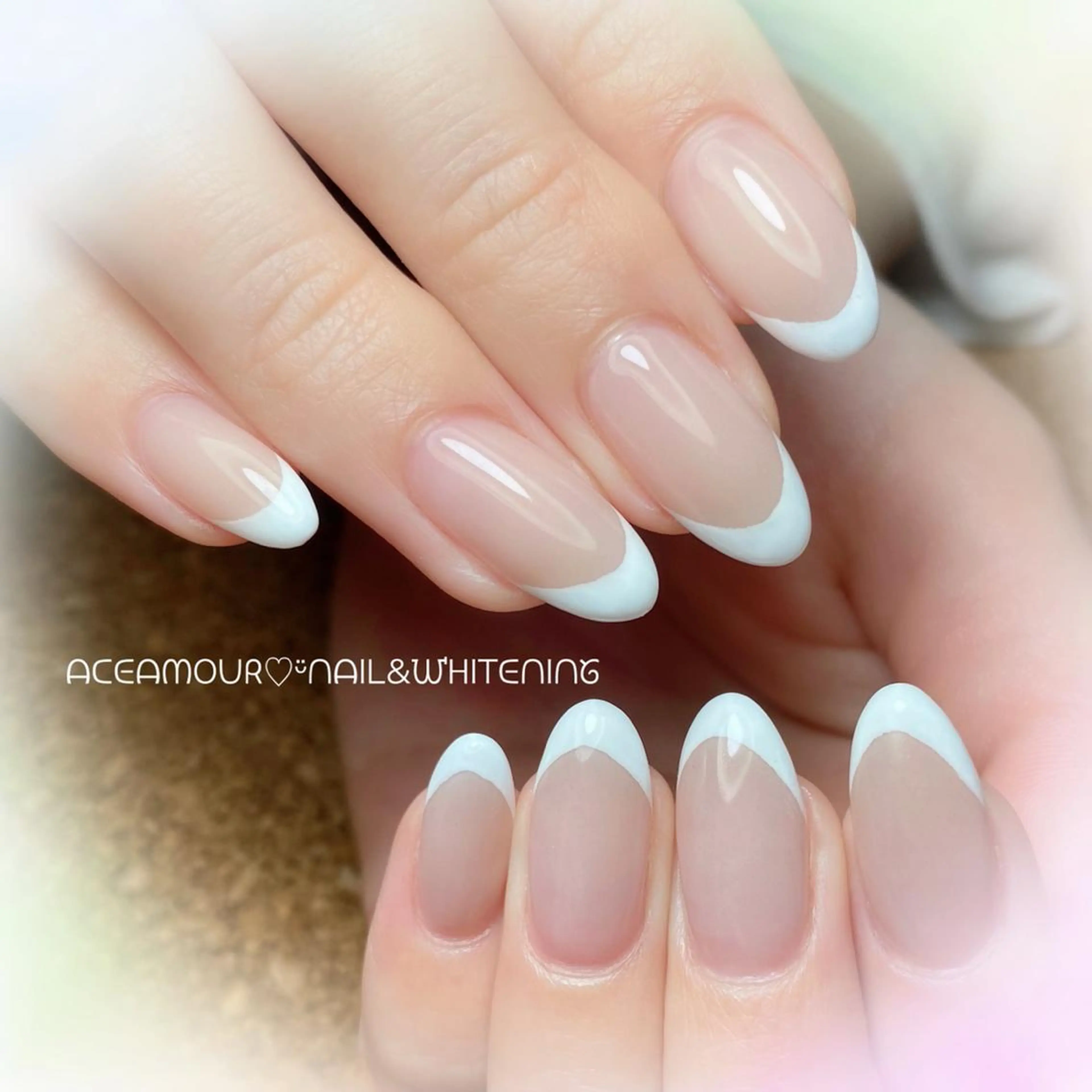 ネイル フレンチネイル ラメ(グリッター) ネイル/耳つぼ /新ホワイトニングのネイルデザイン