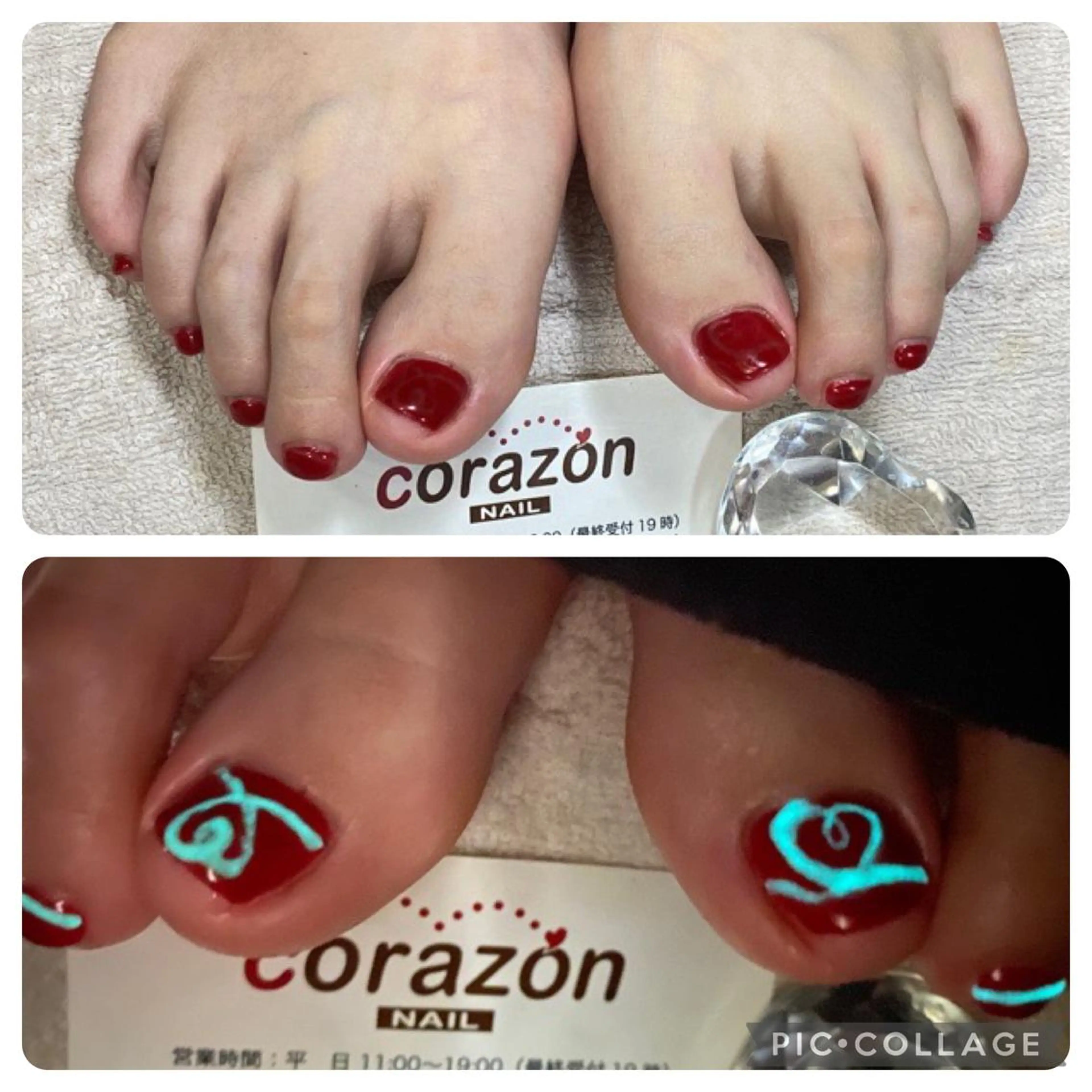 ネイル アートネイル フットネイル ハート ワンカラーネイル 赤色 フットネイル corazon所属・ネイリスト aicoのネイルデザイン