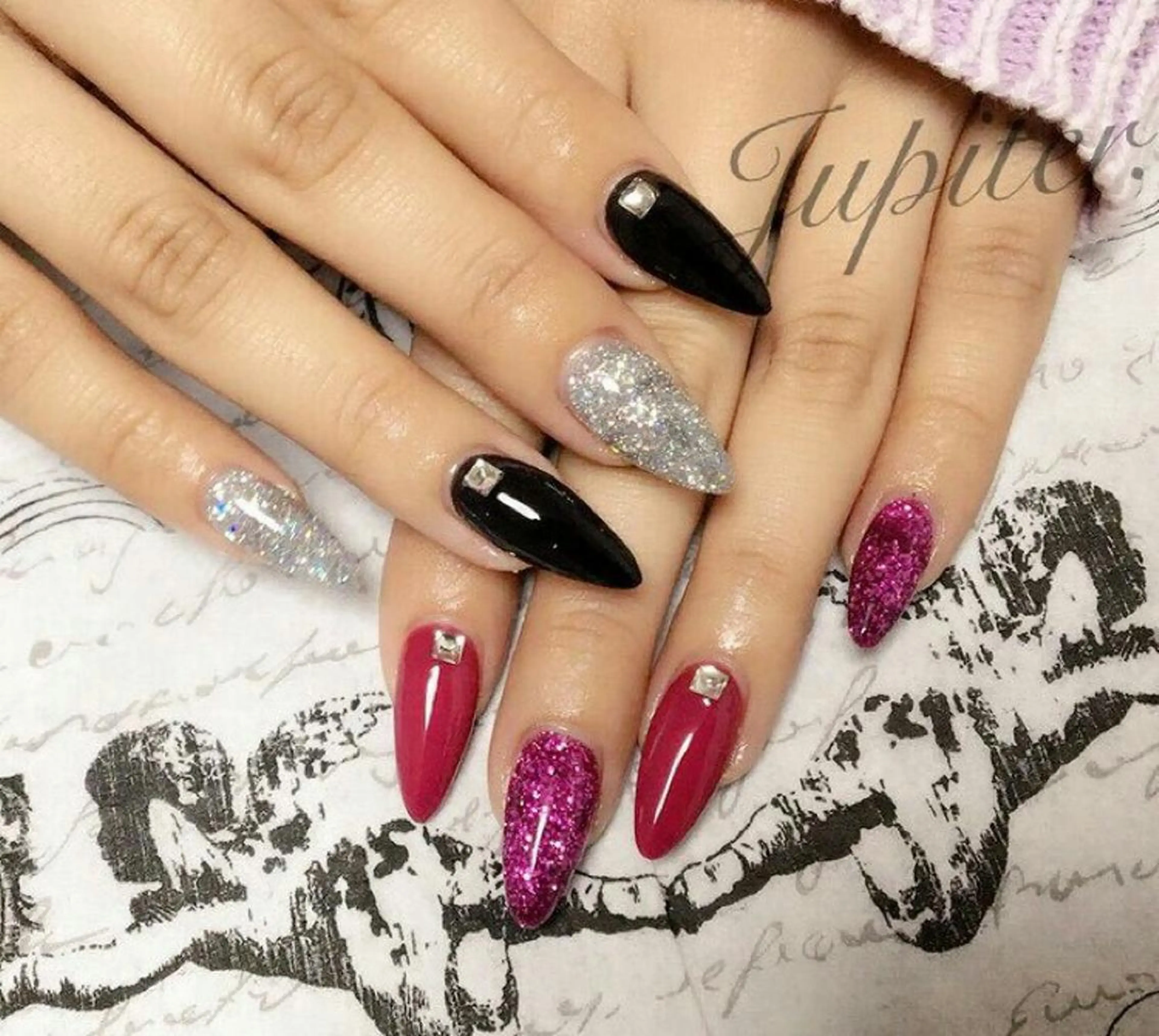 ネイル ラメ(グリッター) ピンク スカルプネイル PrivateSalon Jupiter所属・Jupiter .のネイルデザイン