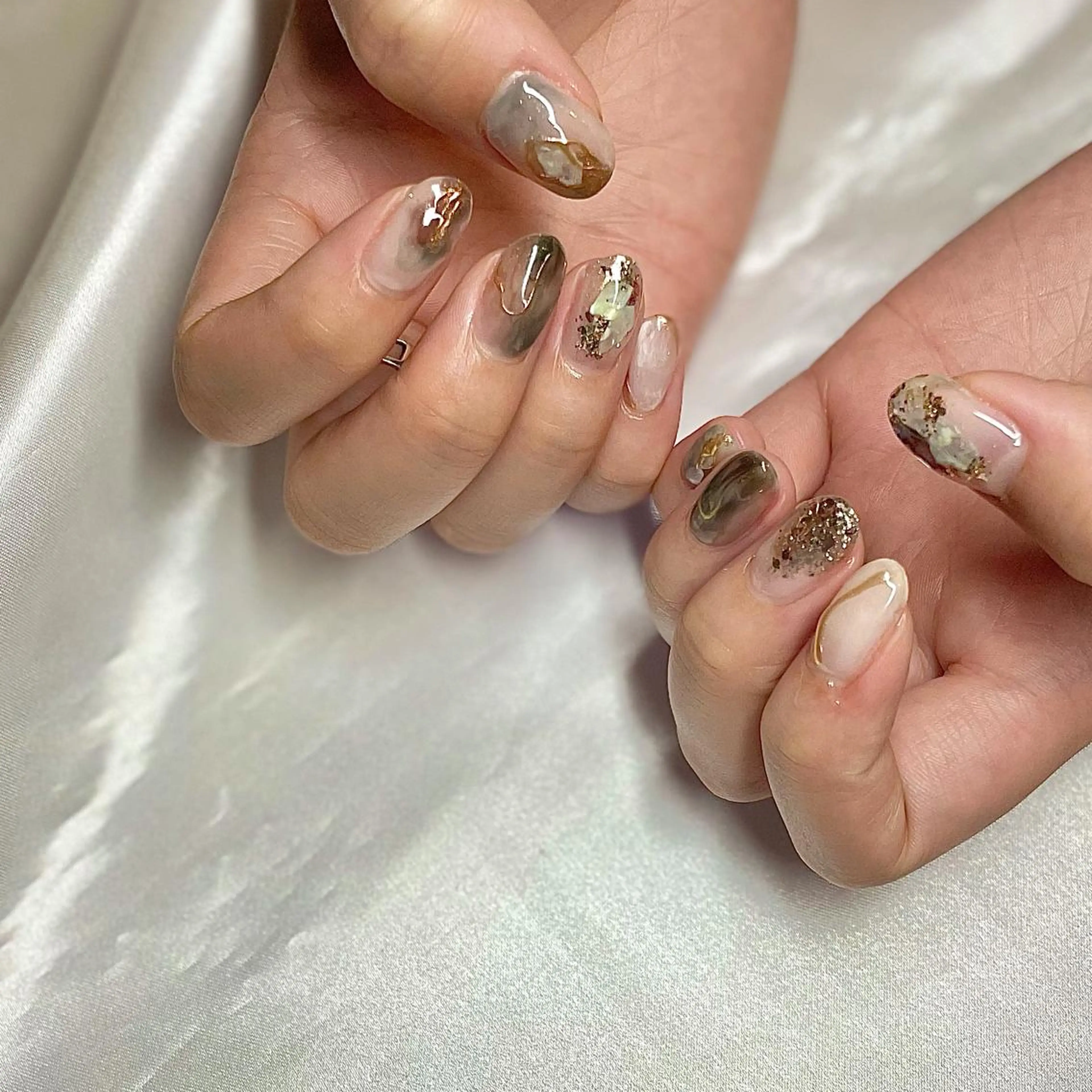 ミディアム カラー パーマ ヘアアレンジ メンズ キッズ ネイル マツエク・マツパ ミラーネイル nail&eye Aoのマツエク・マツパデザイン