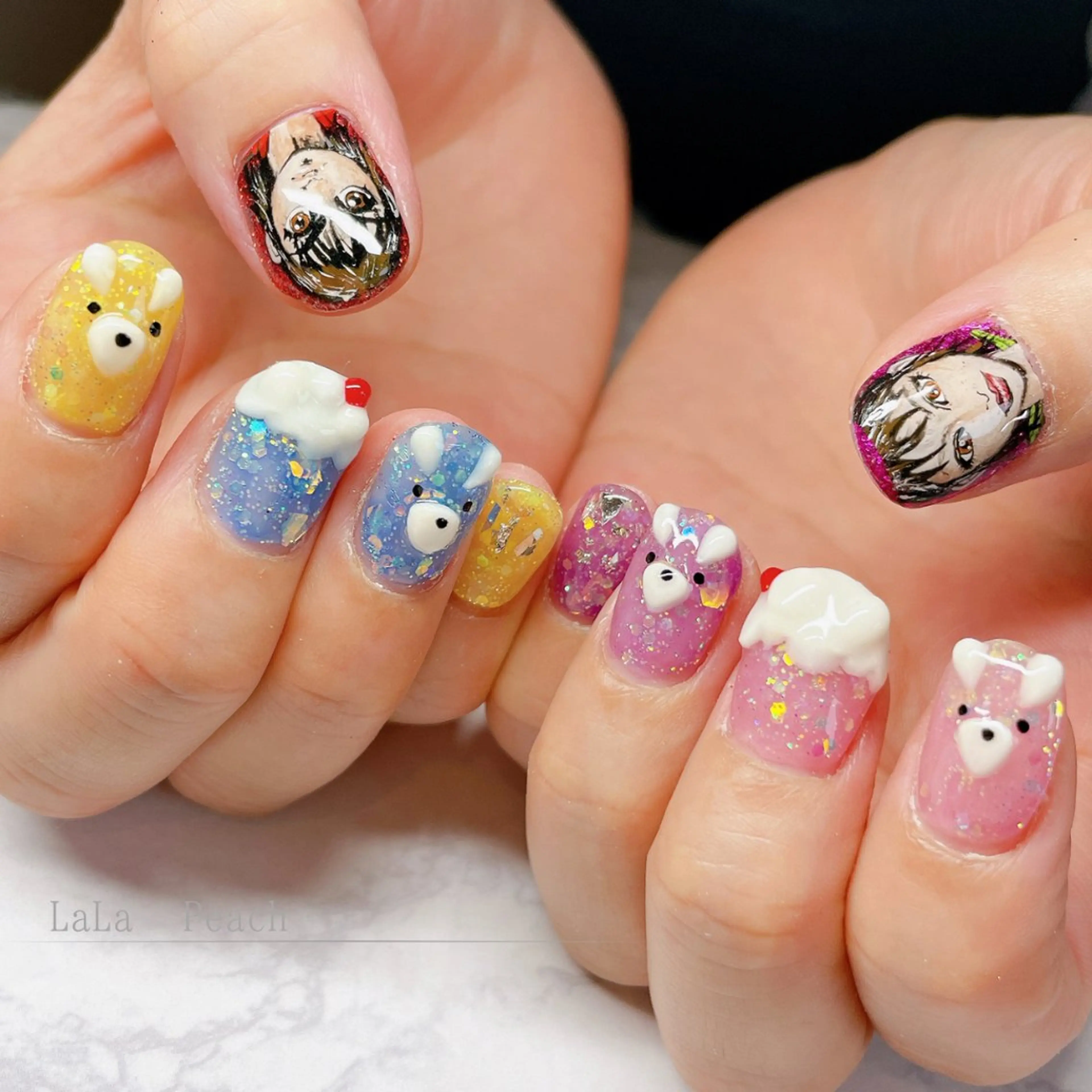 ネイル ジェルネイル ラメ(グリッター) 夏ネイル ハンドネイル LaLa Peach 福岡のマツエク・マツパデザイン