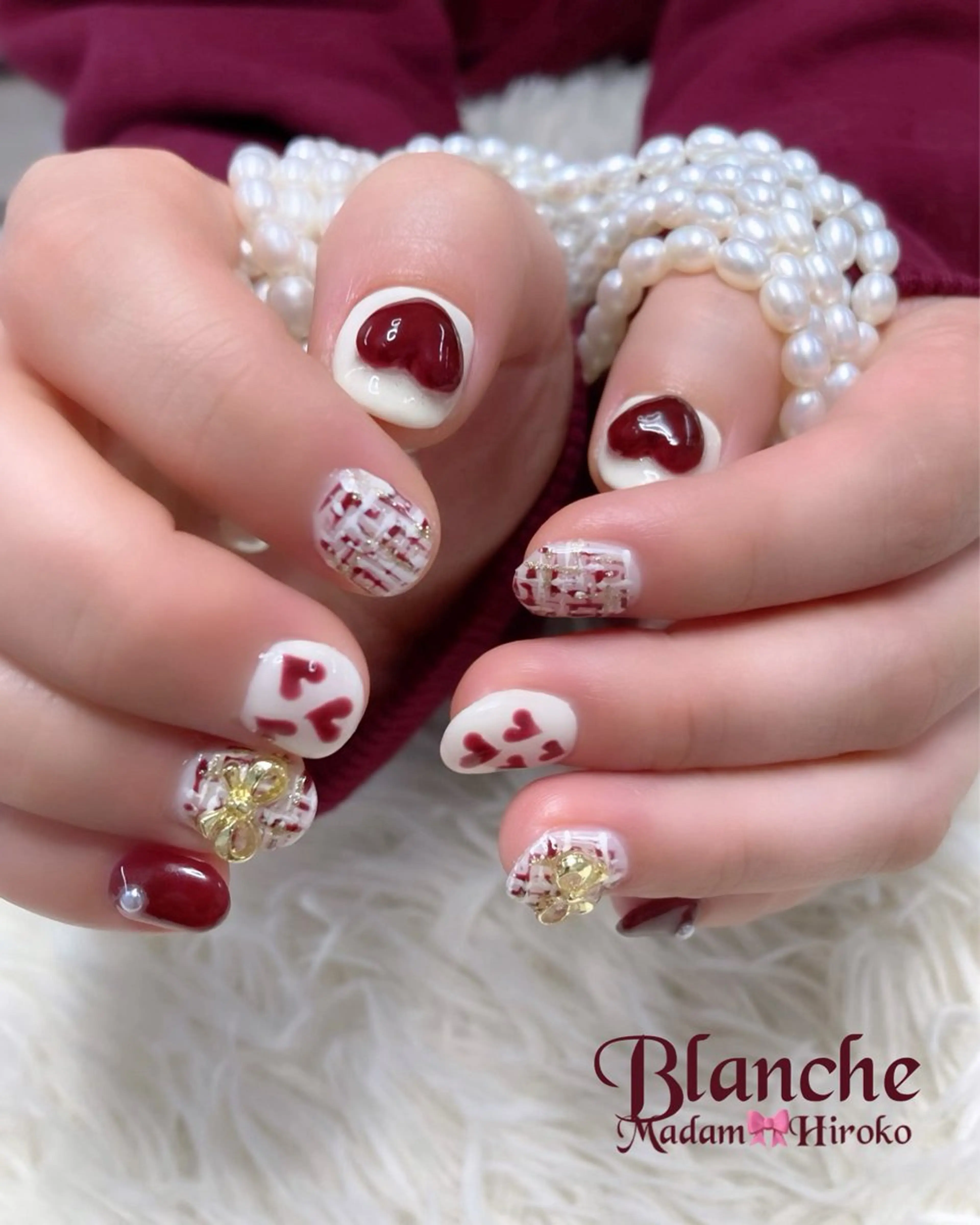 ネイル ハート ショートネイル バレンタイン Lianネイル 寛子Lianのネイルデザイン