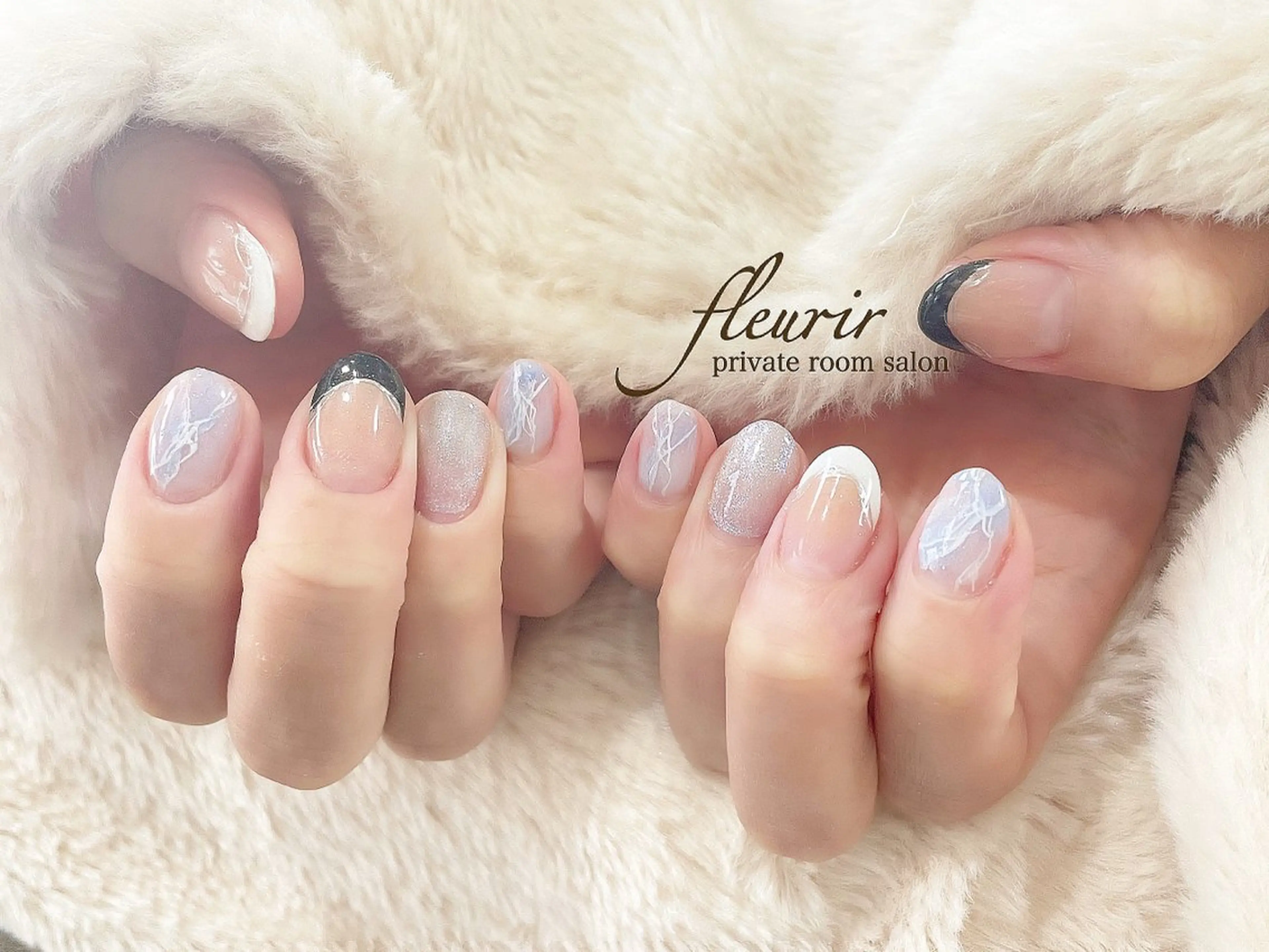 ネイル フレンチネイル フルリール 【プライベートサロンのネイルデザイン