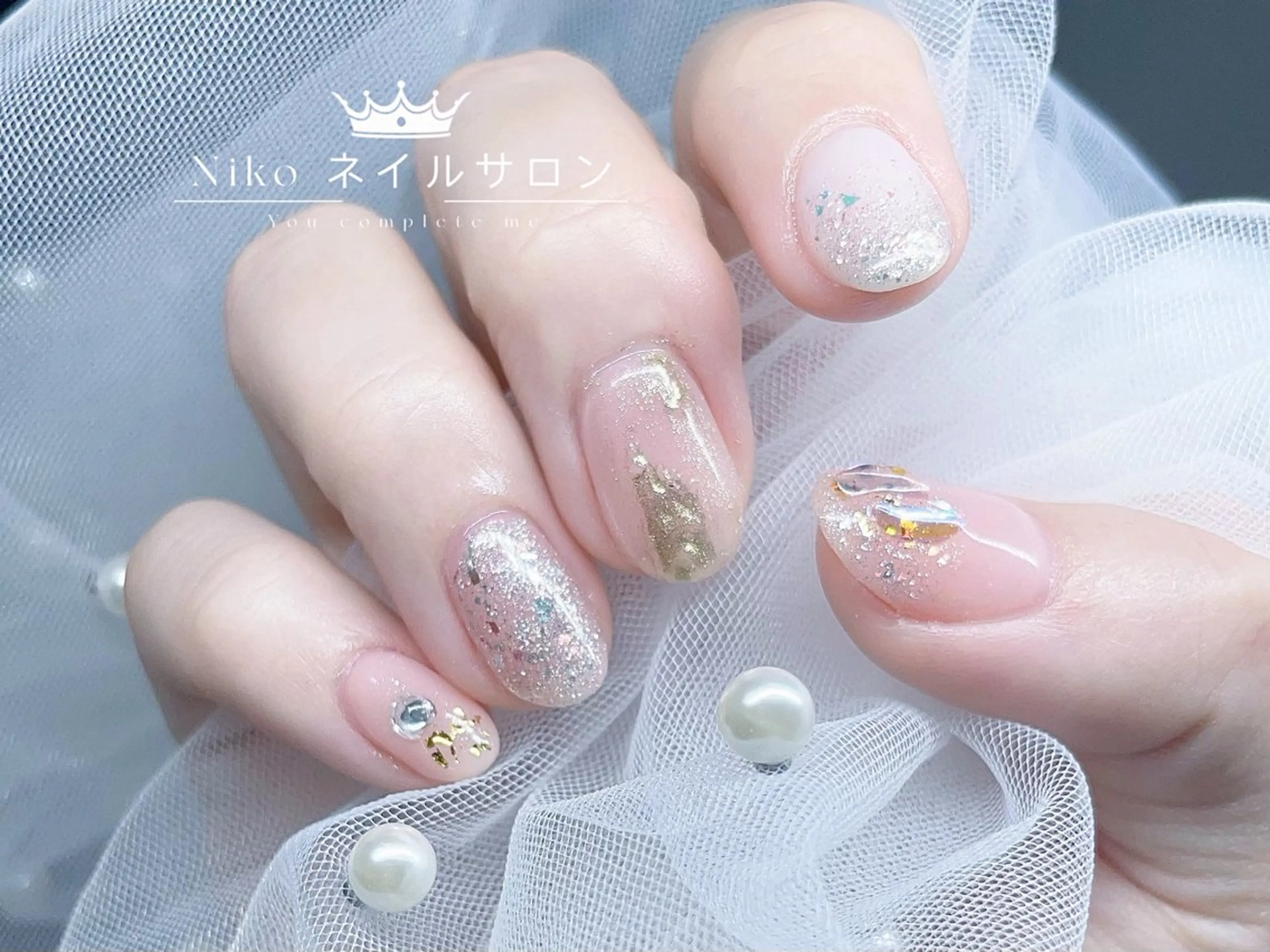 ネイル ジェルネイル ハート 韓国ネイル ニュアンスネイル パラジェル ハンドネイル Nikoネイルサロン 高田馬場店のネイルデザイン