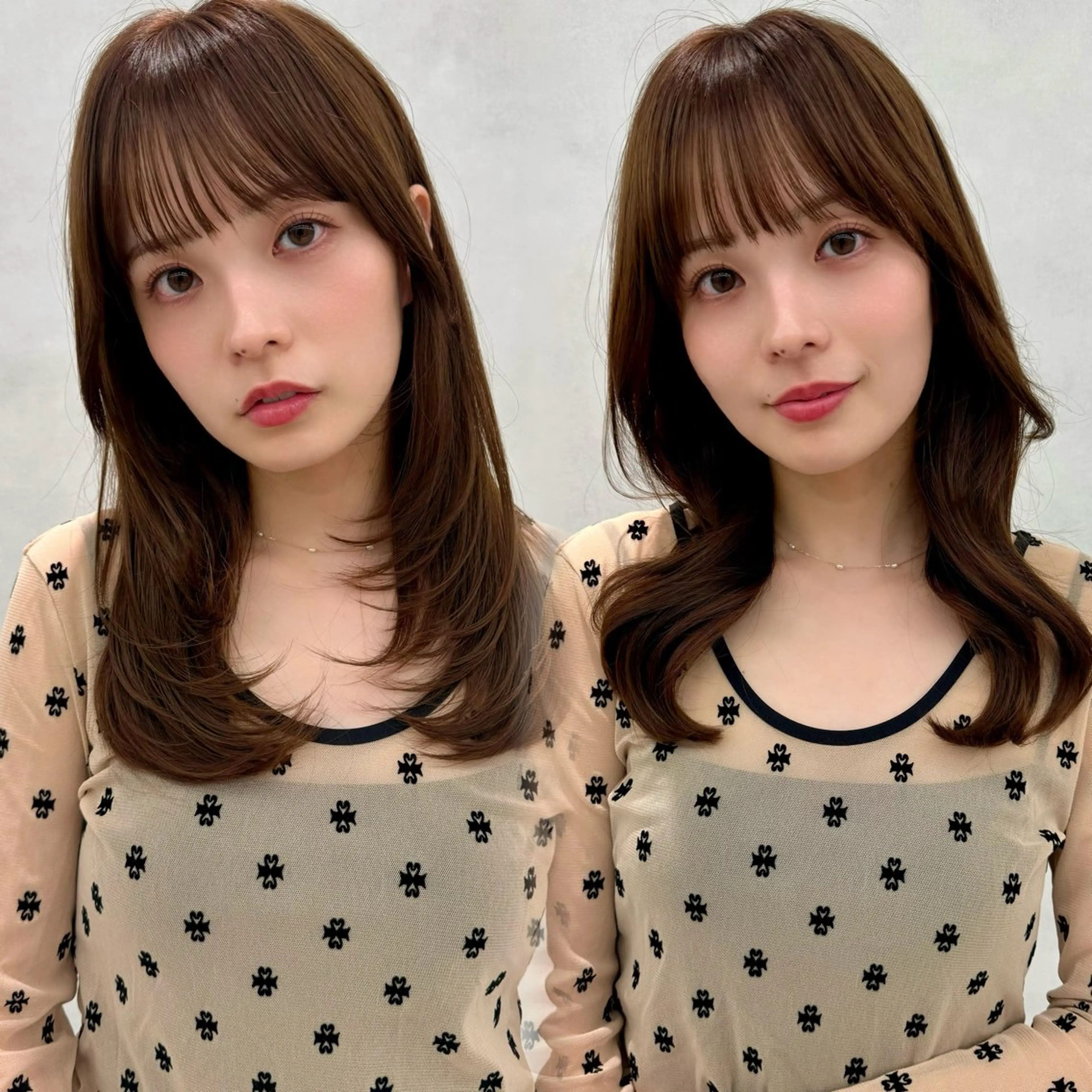 セミロング カラー カット ヘアカラー トリートメント 韓国ヘア🇰🇷透明 感カラー/yui💞のヘアスタイル