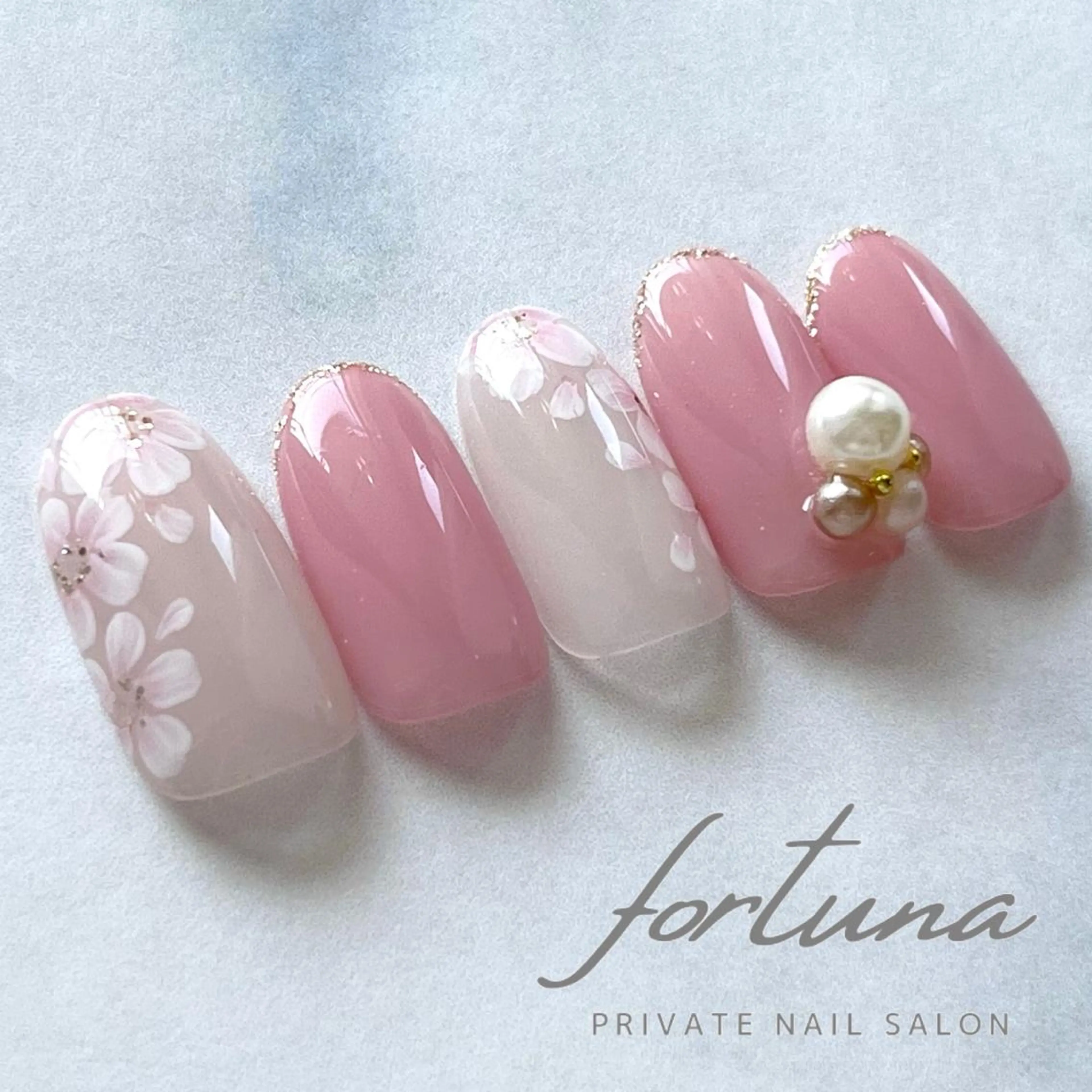ネイル フラワーネイル ジェルネイル パラジェル 春ネイル ハンドネイル fortuna 武藤裕美のネイルデザイン