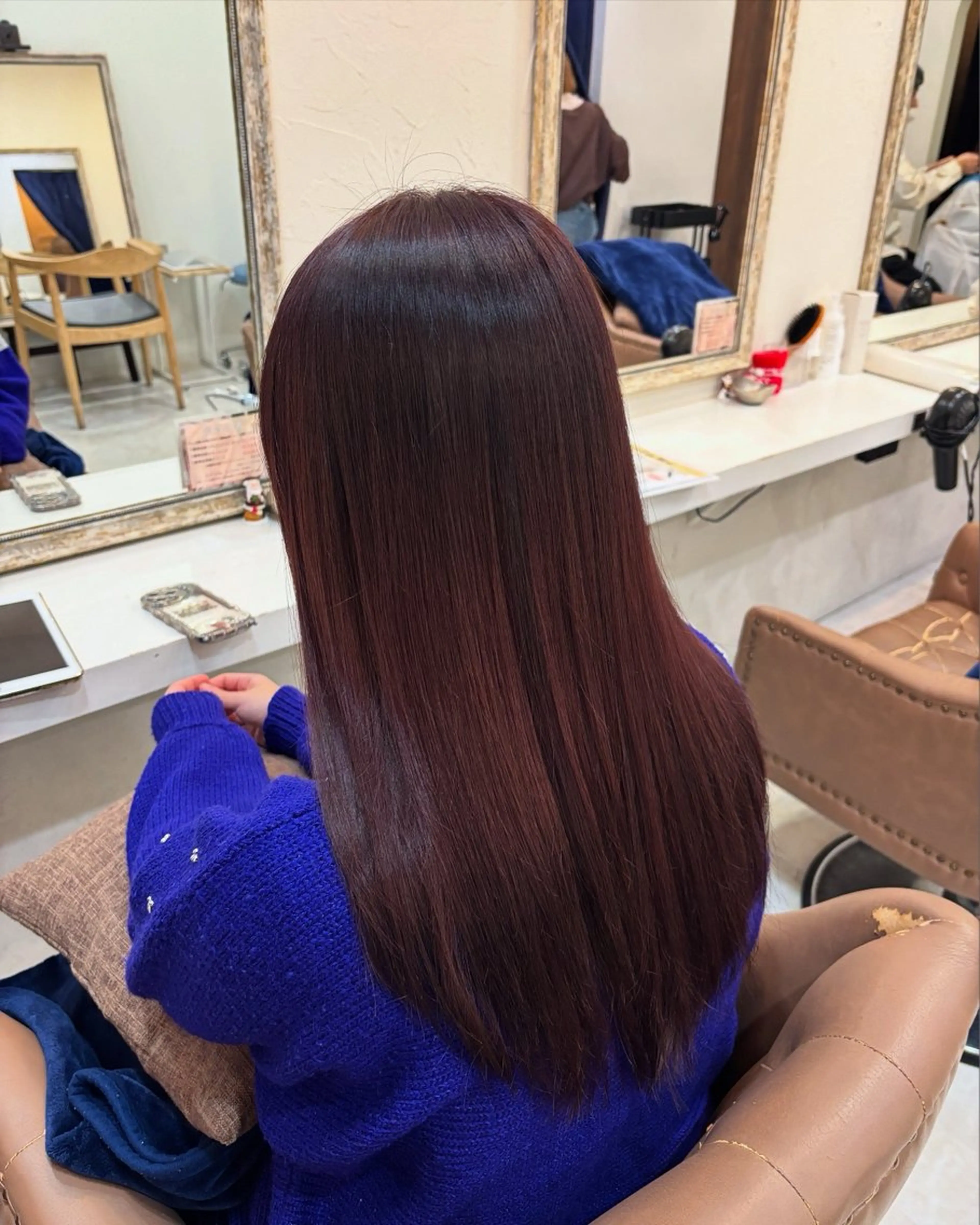 ロング パープルカラー Ｆ.まひろ🎀 暖色カラー／ベージュのヘアスタイル