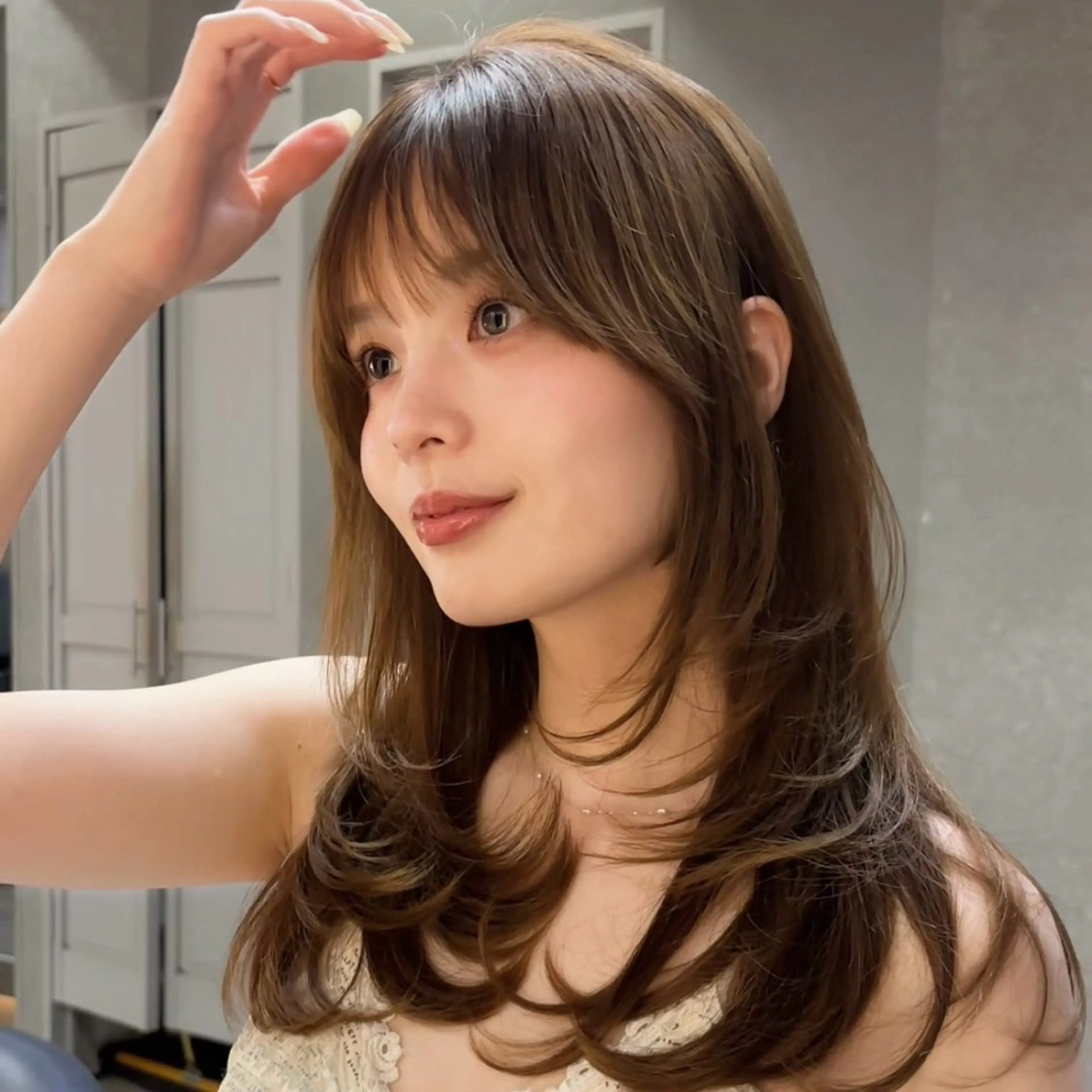 ミディアム カラー ミディアムレイヤー 伸ばしかけ レイヤーカット カット ヘアカラー トリートメント 🎀𝑆𝐴𝑅𝐴 /レイヤーカット🎀のヘアスタイル