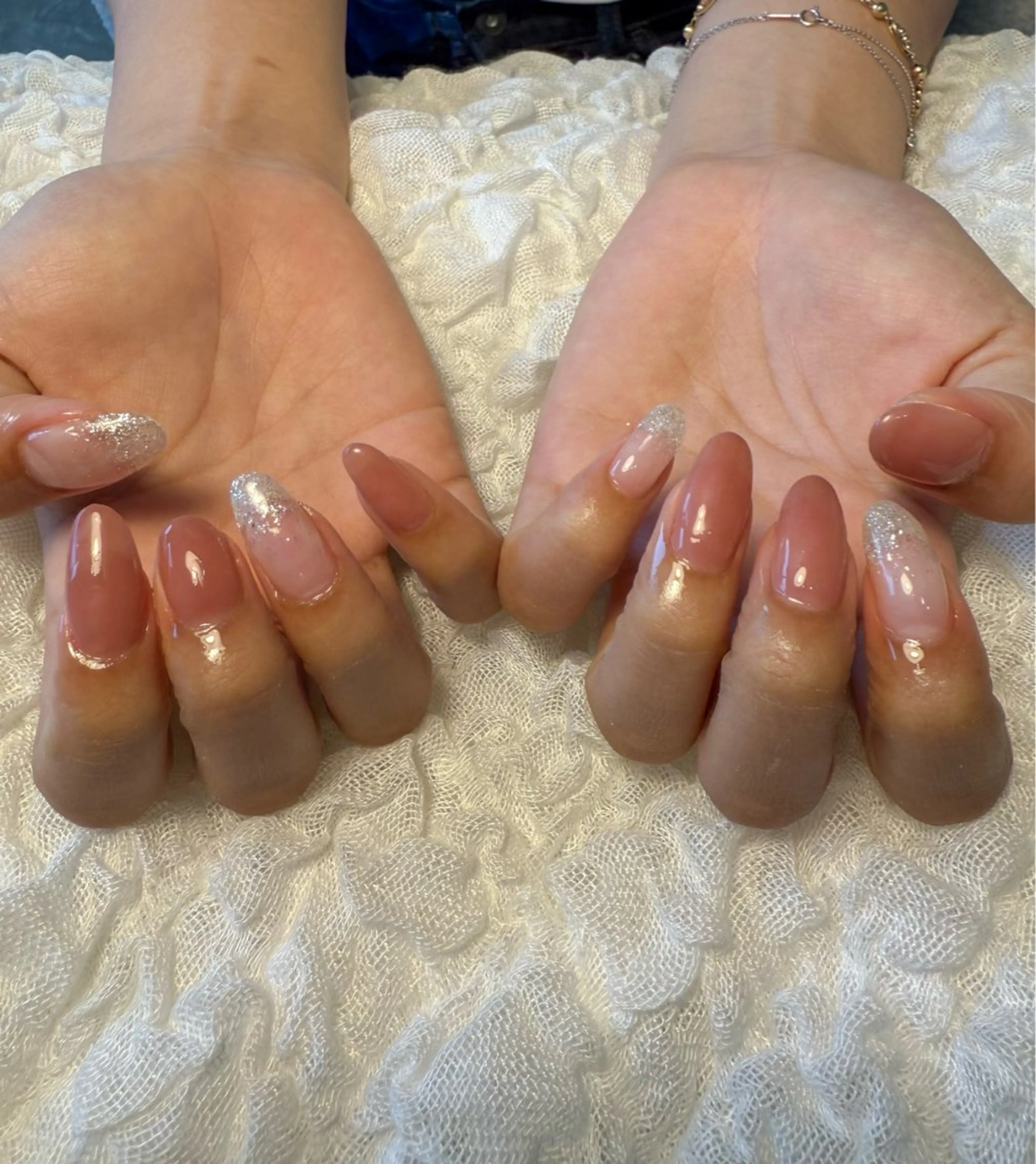 ネイル グラデーション ラメ(グリッター) ワンカラーネイル ピンク シンプルネイル ハンドネイル nail salon Estelleのネイルデザイン