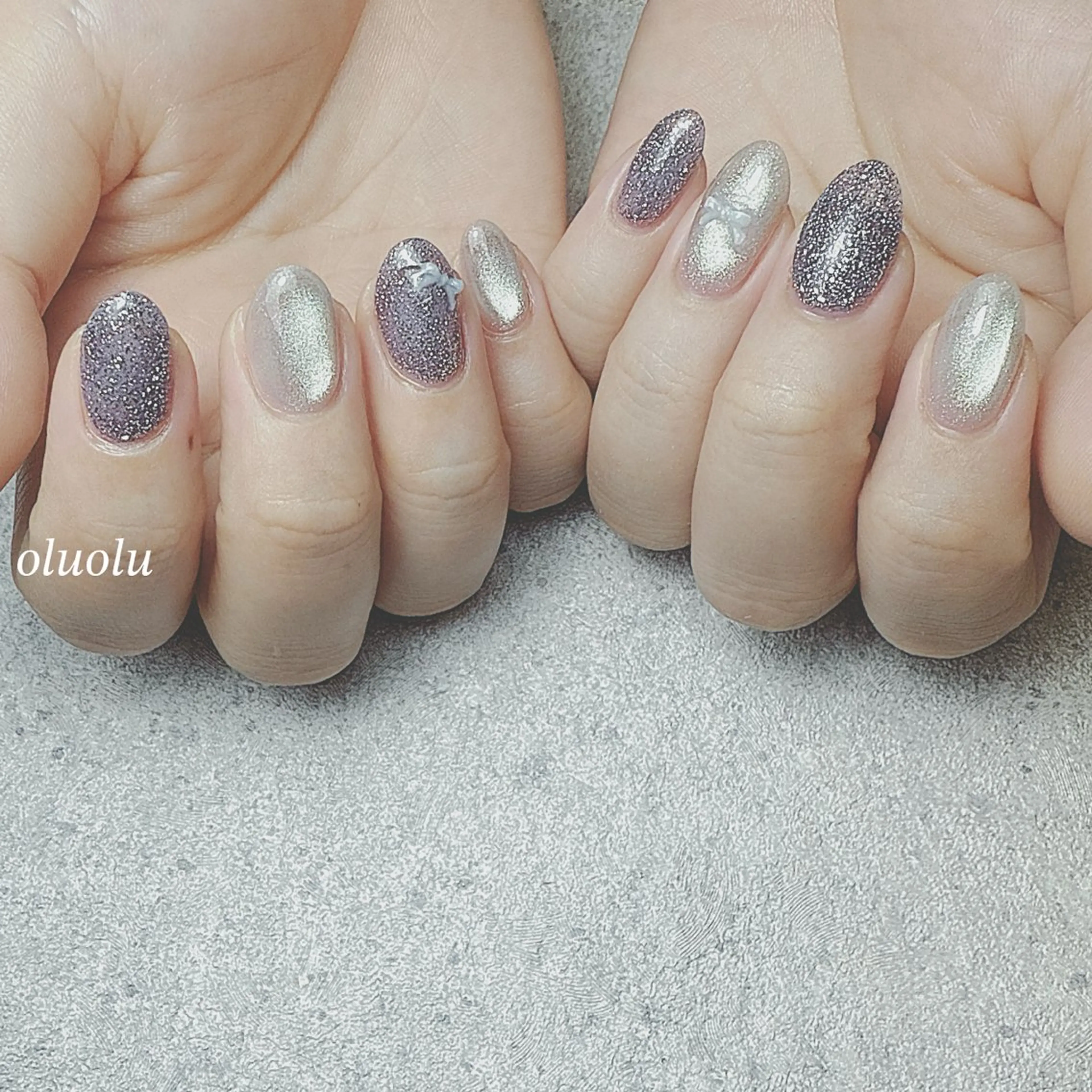 ネイル アートネイル フラッシュネイル ガーリー キラキラネイル マグネットネイル ハンドネイル 大村 紬華のネイルデザイン