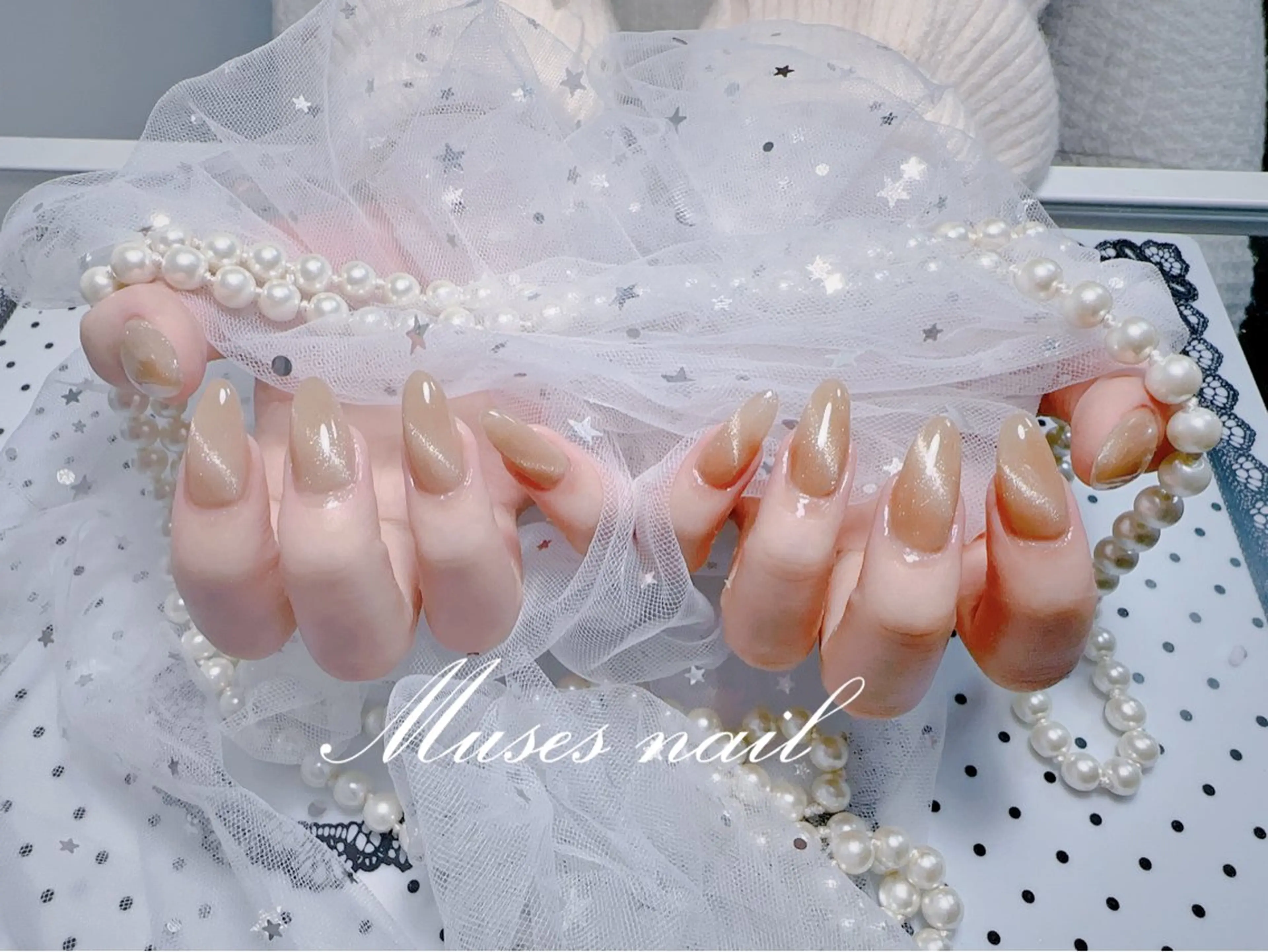 ネイル オーロラネイル チークネイル 長さ出し フレンチネイル ジェルネイル MUSES  NAIL  SALON所属・MUSES ネイルのネイルデザイン