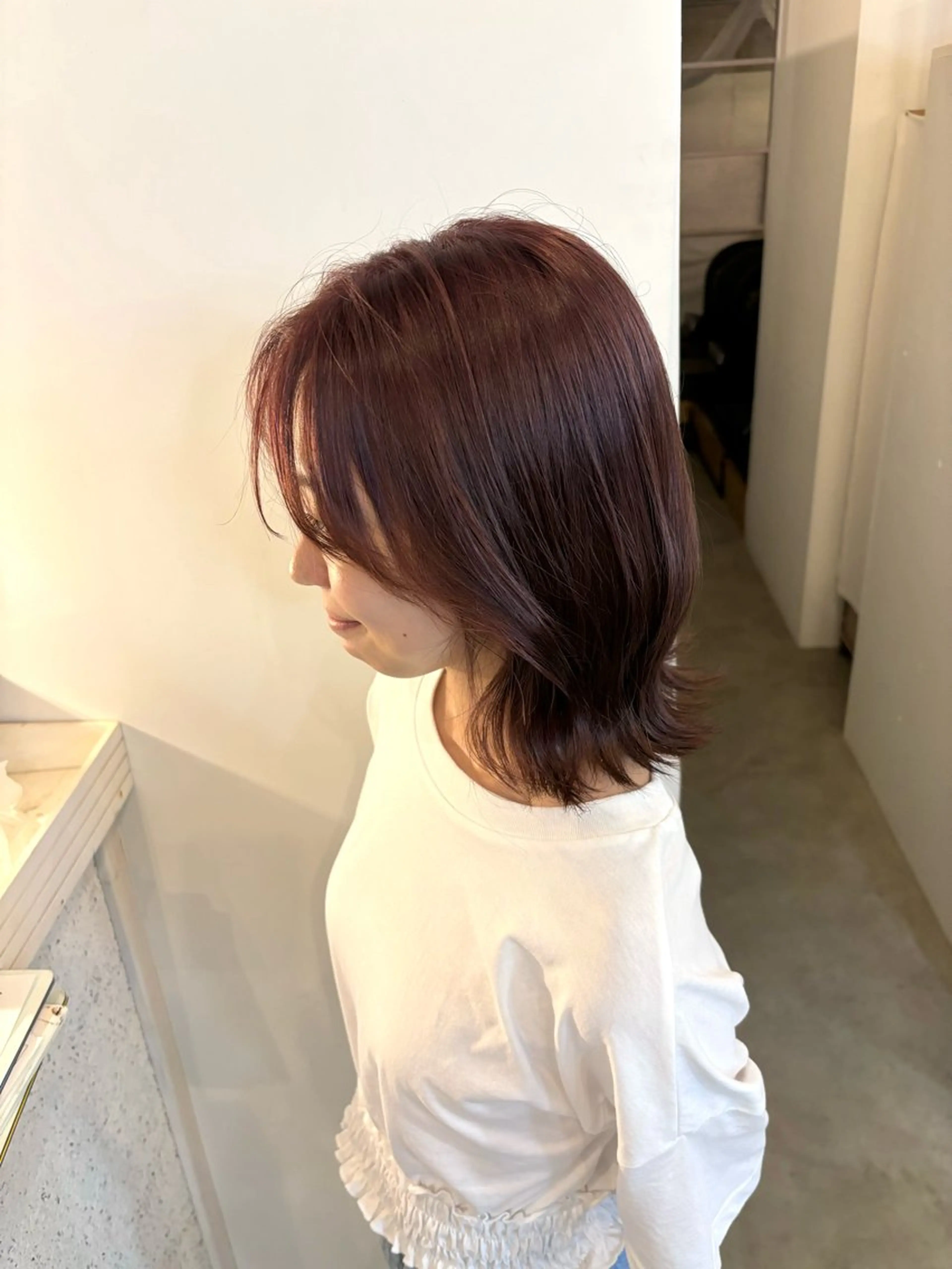 ミディアム カラー 黒髪 ブリーチ ダブルカラー ブリーチなしカラー ピンクカラー カット ヘアカラー トリートメント 堀出 芽衣/垢抜け/美髪のヘアスタイル