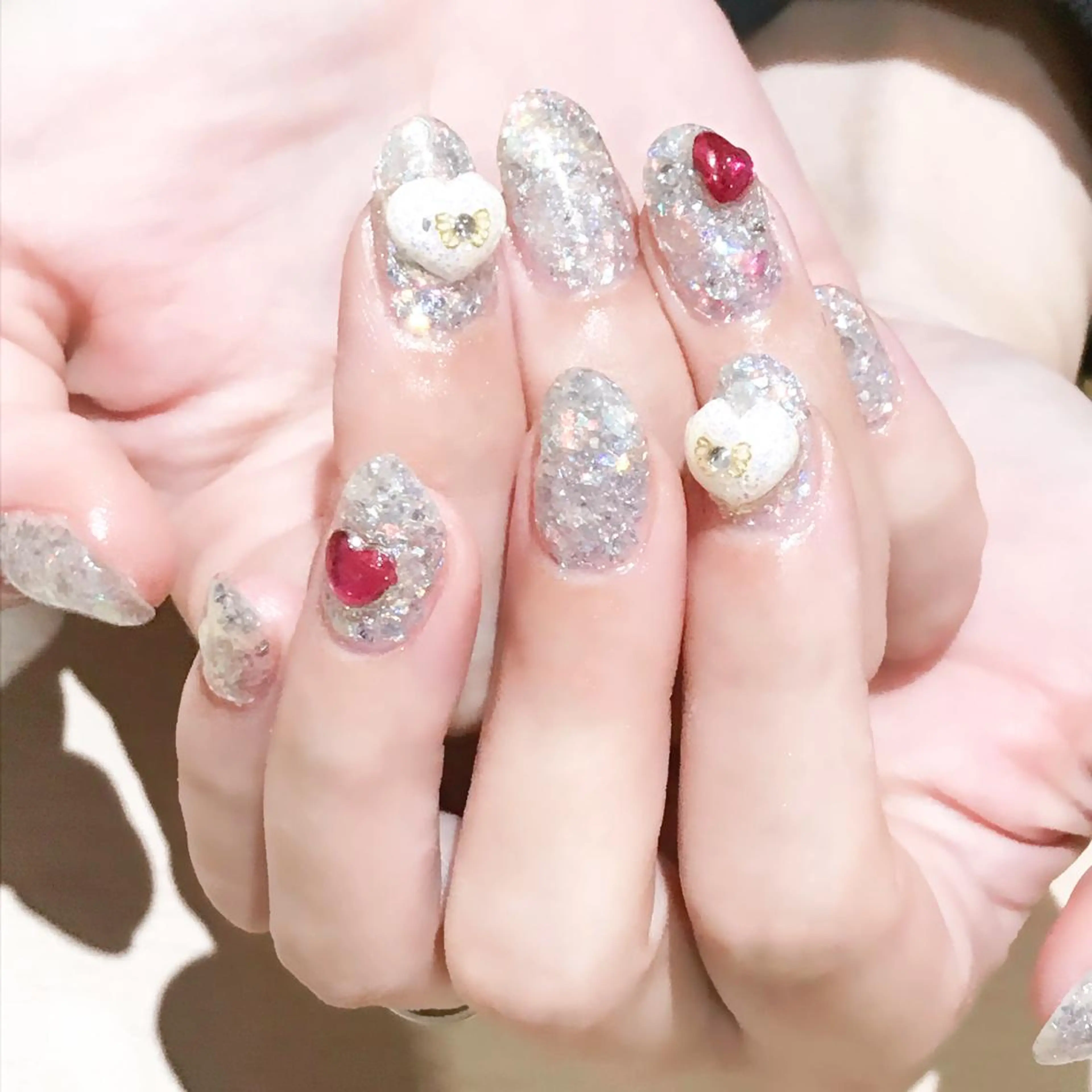 ネイル アートネイル ジェルネイル ハート キラキラネイル ラメ(グリッター) Nyanco Nailのネイルデザイン