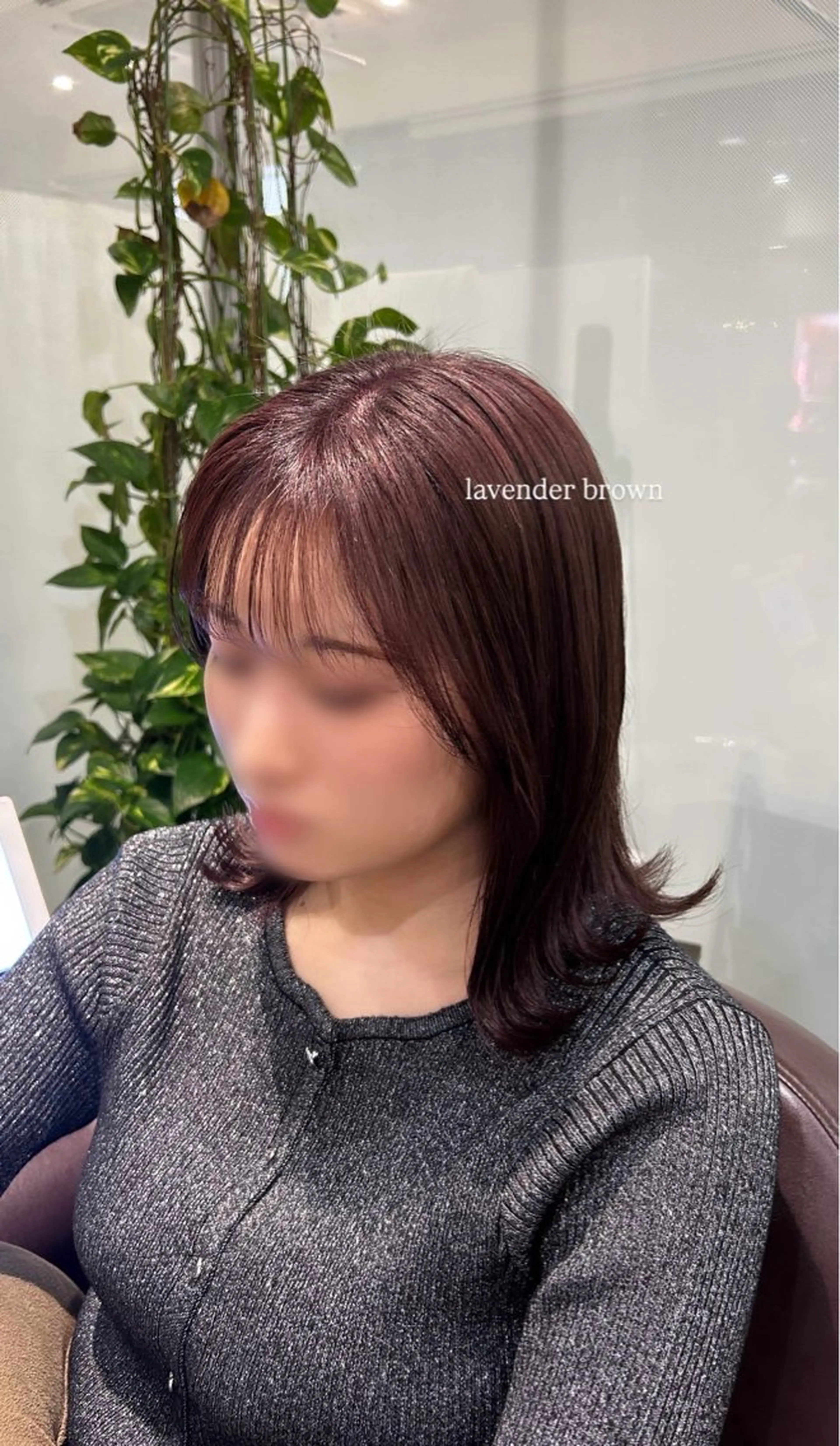 ミディアム カラー ブリーチ ブラウンカラー ラベンダーカラー ラベンダーブラウン ヘアカラー トリートメント 坂本奈都美 🎀のヘアスタイル