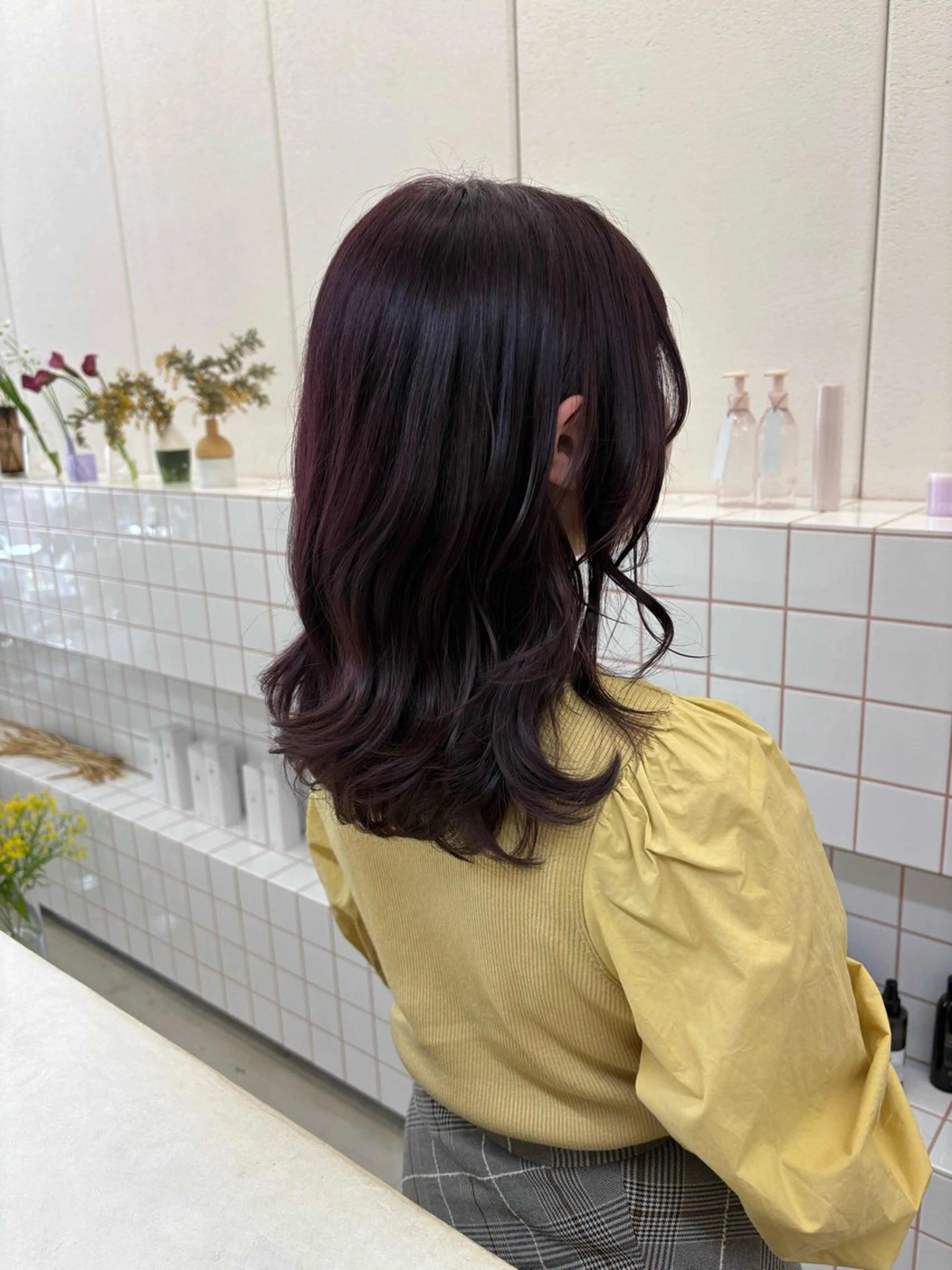 ミディアム カット ヘアカラー トリートメント NIKO/名古屋/ 伏見/花屋併設のヘアスタイル