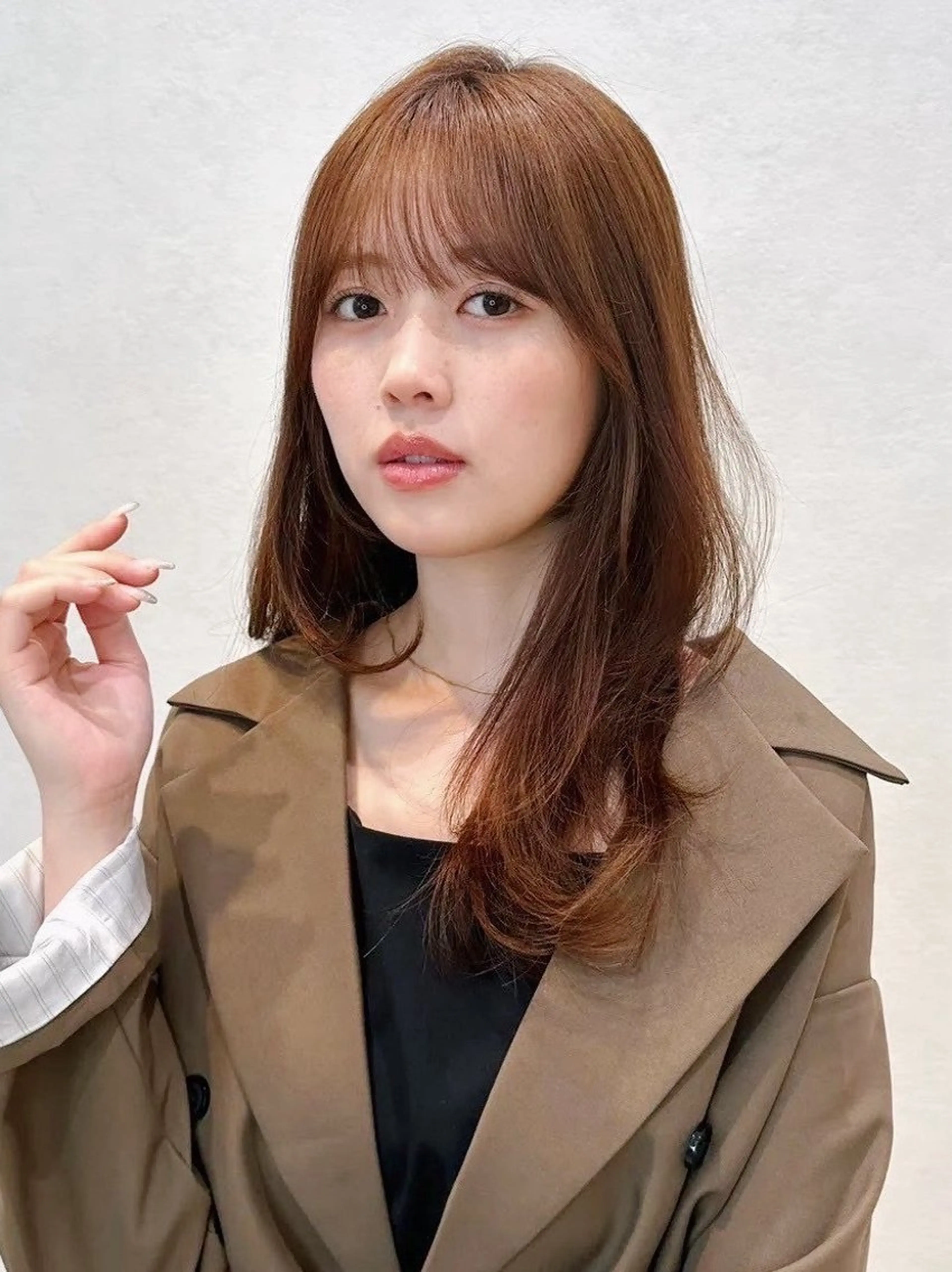 セミロング カラー パーマ 🫧小顔×似合わせ× 透明感カラー🫧のヘアスタイル