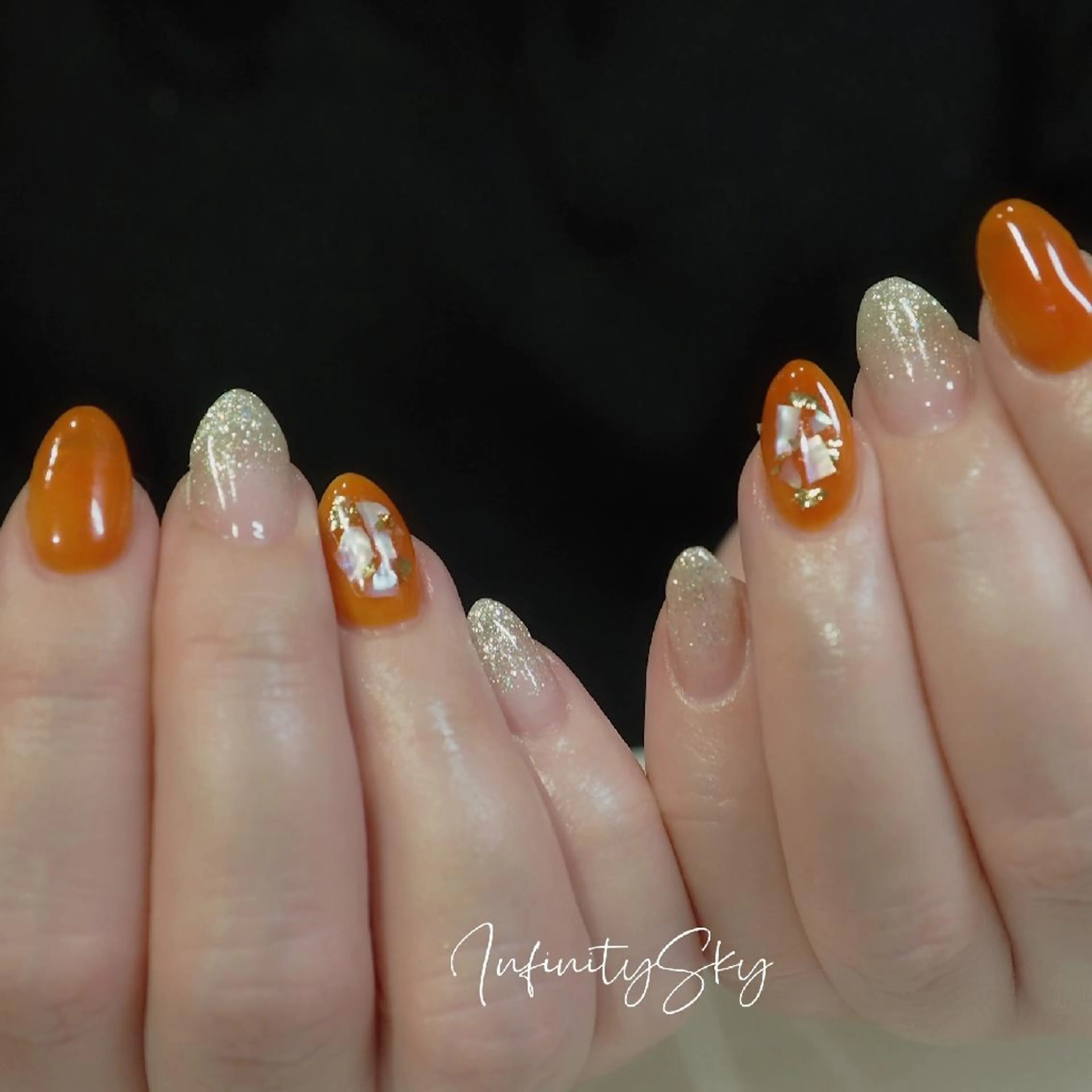 ネイル オレンジ infinity skyのネイルデザイン