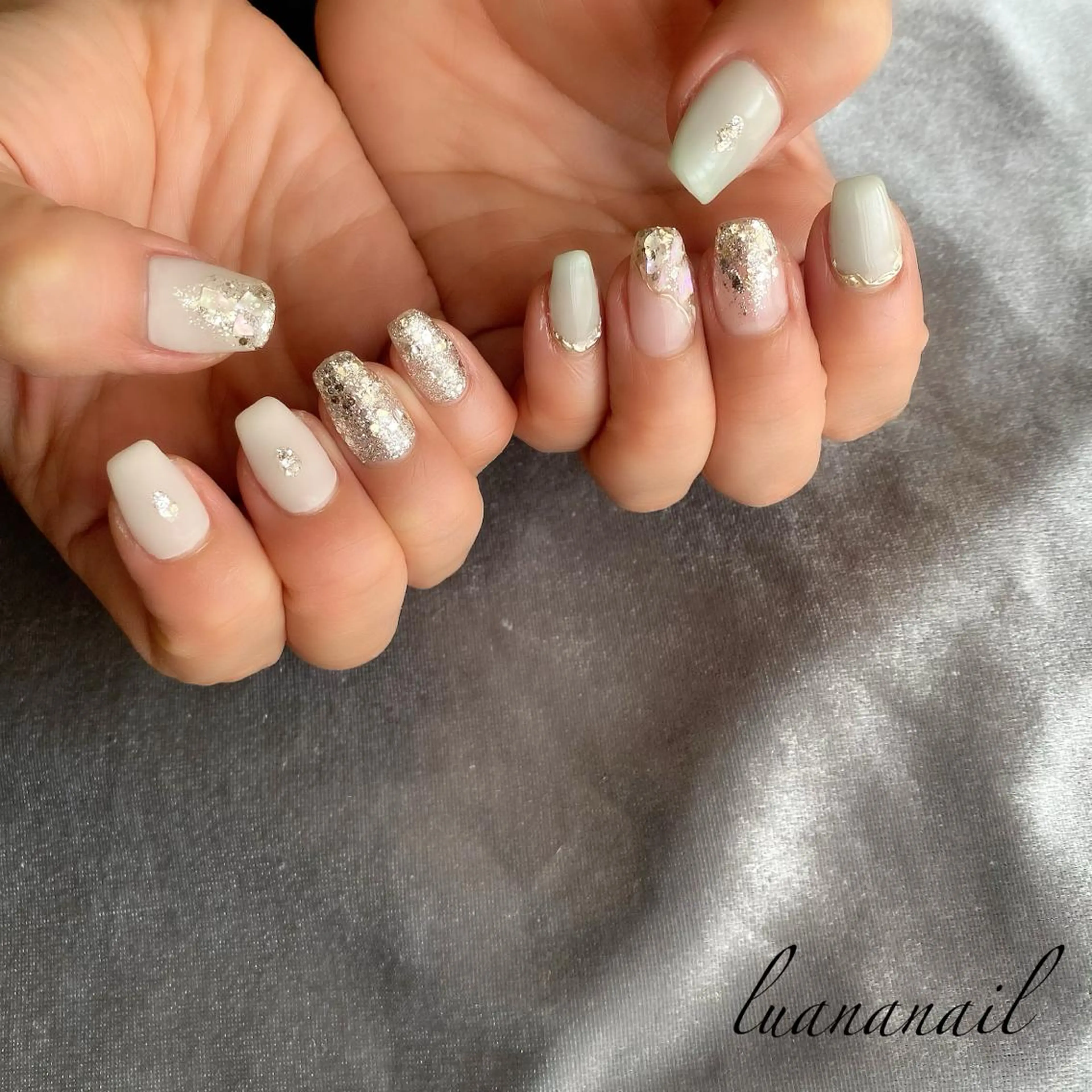 ネイル ピスタチオネイル 春ネイル ハンドネイル luana nailのネイルデザイン