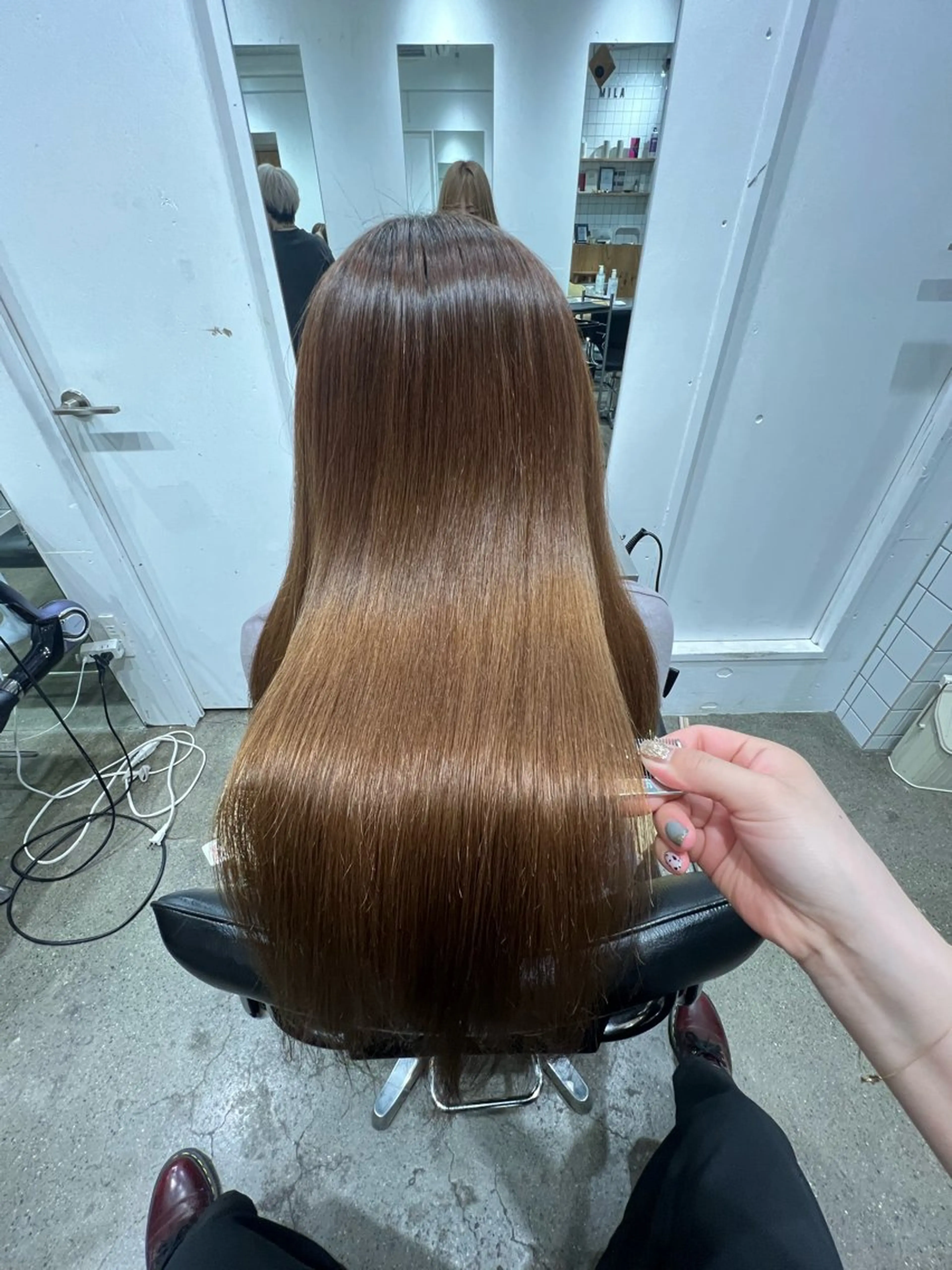 ロング パーマ 髪質改善 トリートメント ストレートパーマ カット 縮毛矯正 トリートメント ヘッドスパ ヘアセット ✨髪質改善矯正× ブリーチ✨YU-KIのヘアスタイル