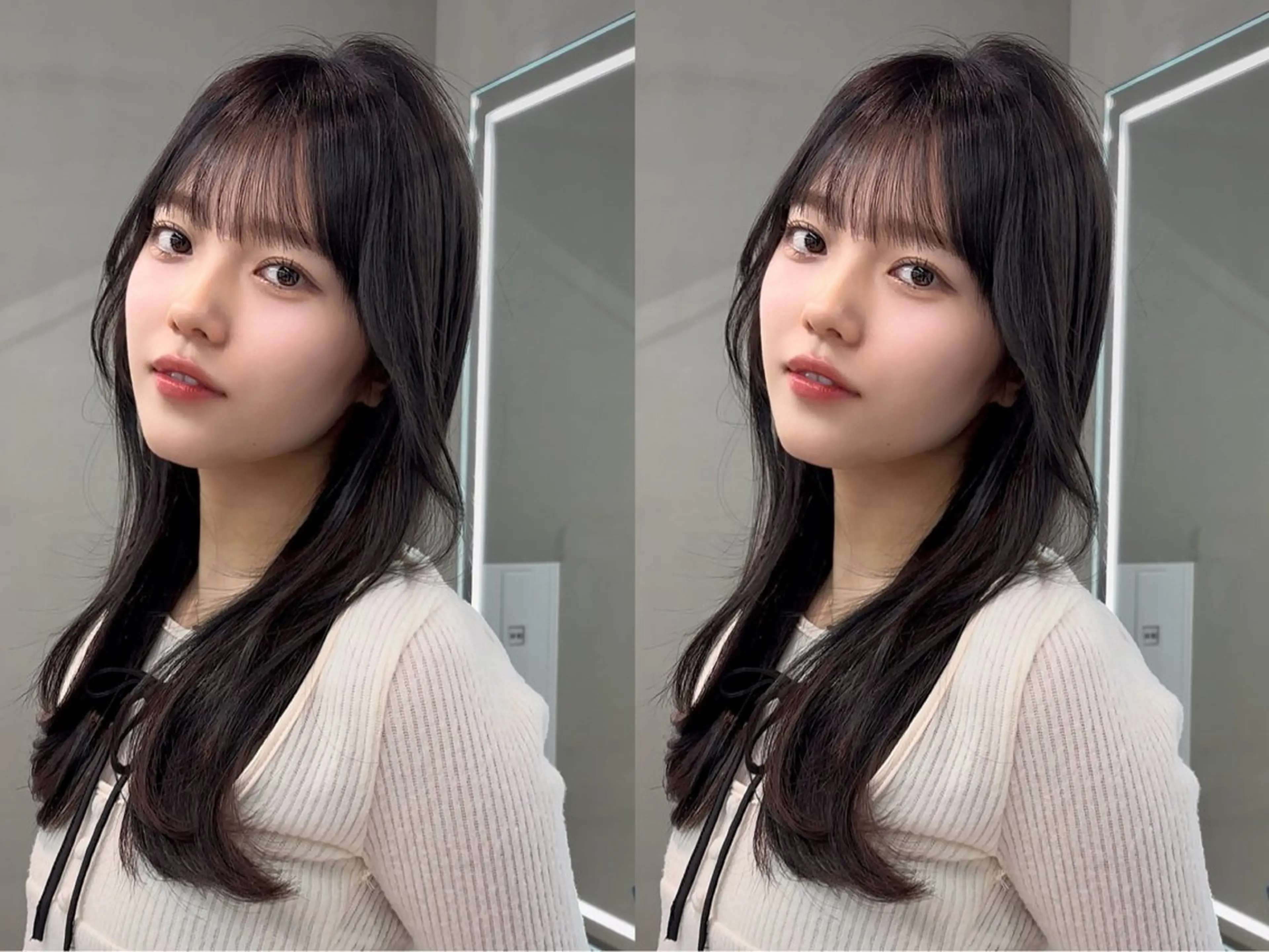 ミディアム カラー ミディアムレイヤー ブリーチ 透明感カラー ブリーチなしカラー 顔まわりレイヤー 【美髪矯正】 吉村　清志のヘアスタイル