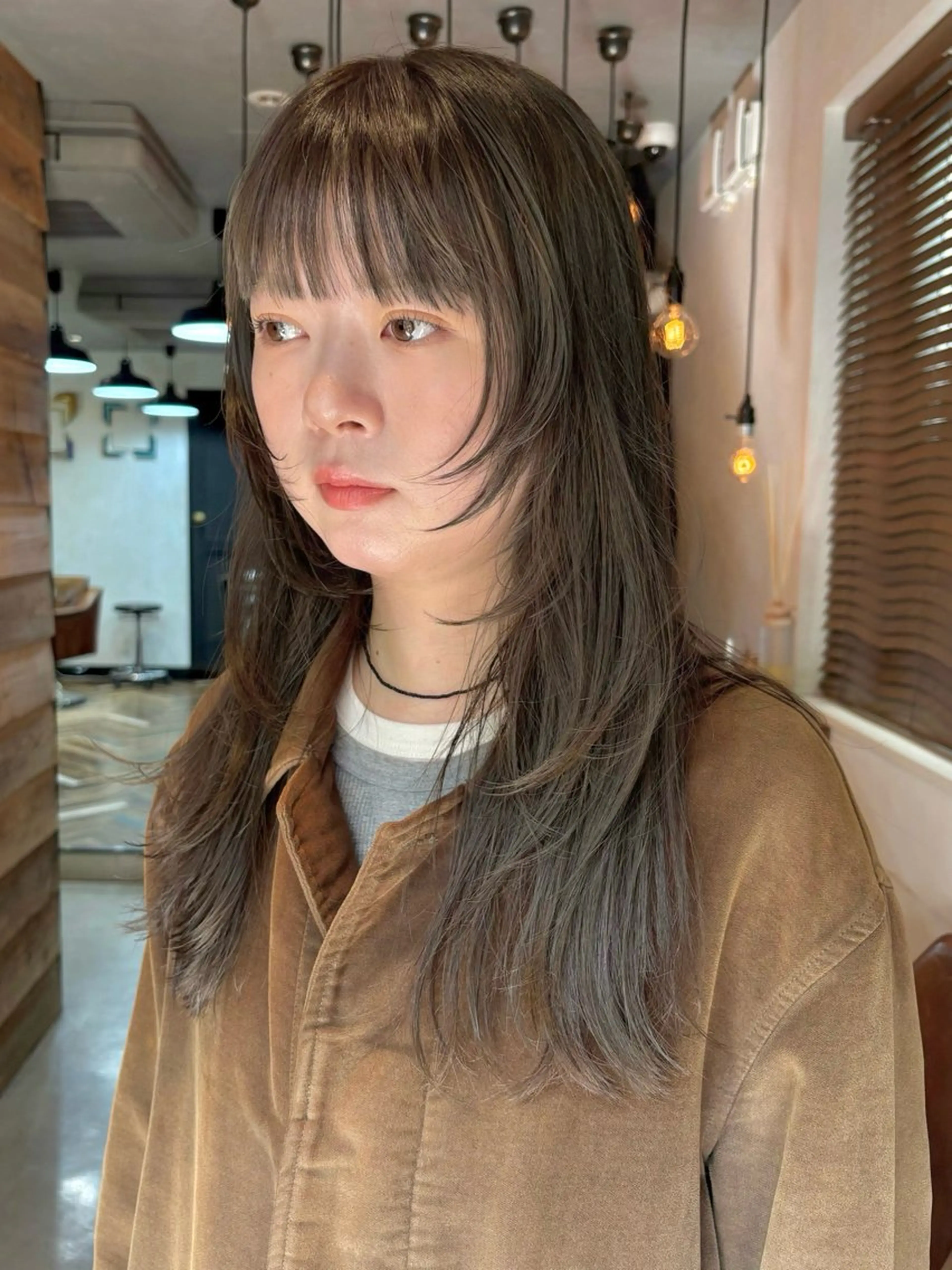 セミロング カラー パーマ カット ヘアカラー レイヤー/透明感/ ブリーチなし/わかなのヘアスタイル