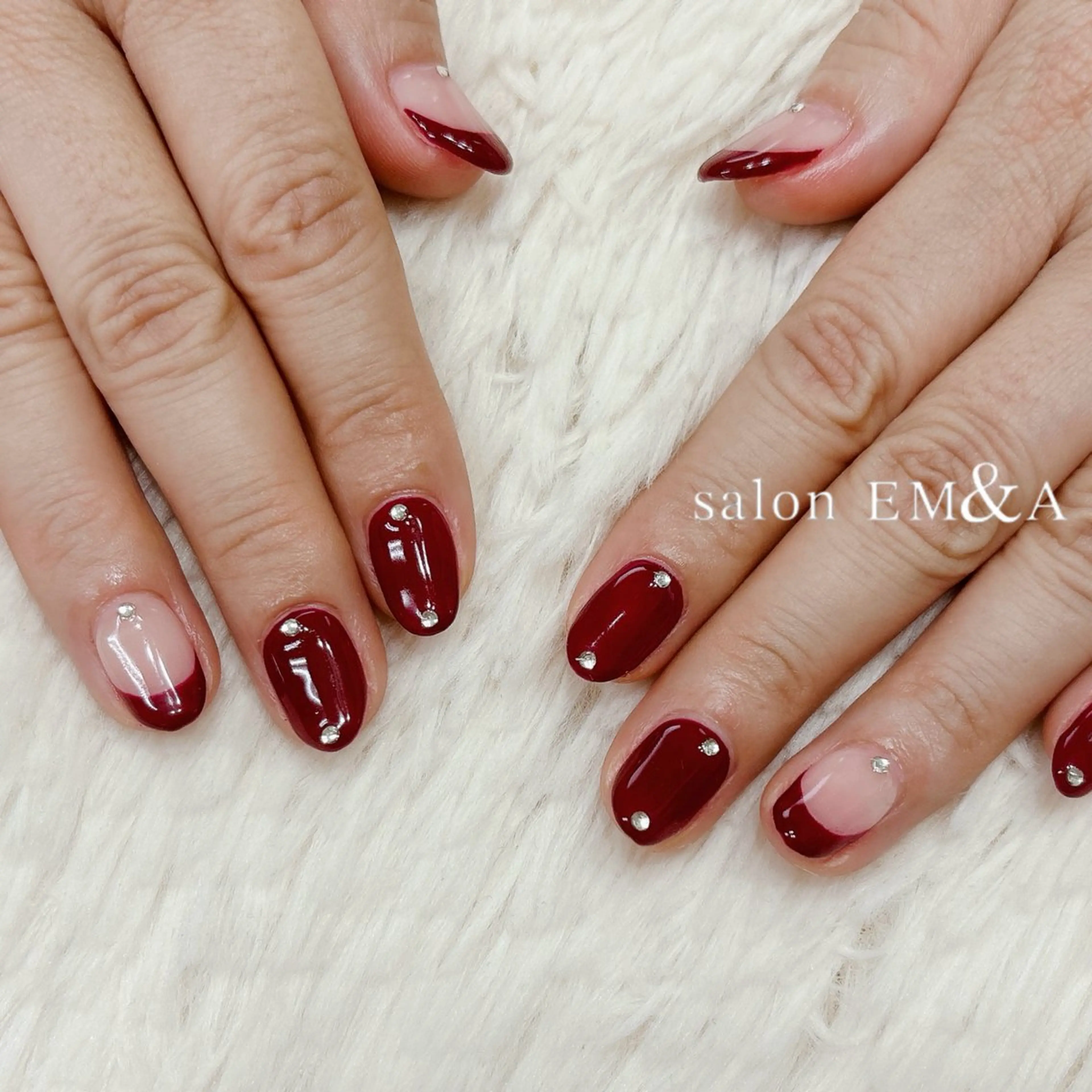 ネイル ボルドー フレンチネイル salon EM&A emiのネイルデザイン