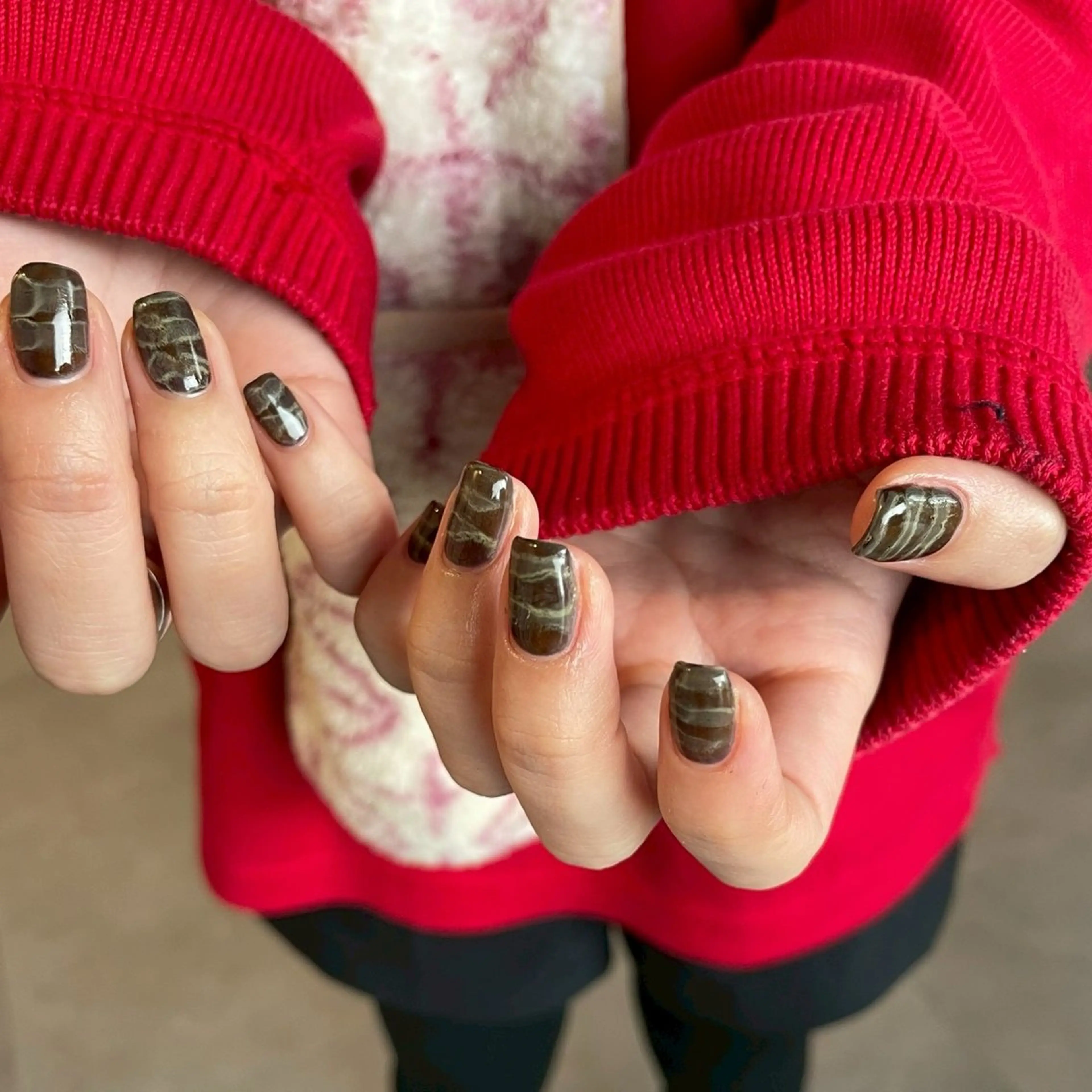 ネイル ボーダー ニュアンスネイル 冬ネイル Rihka所属・nailsalon Rihkaのネイルデザイン