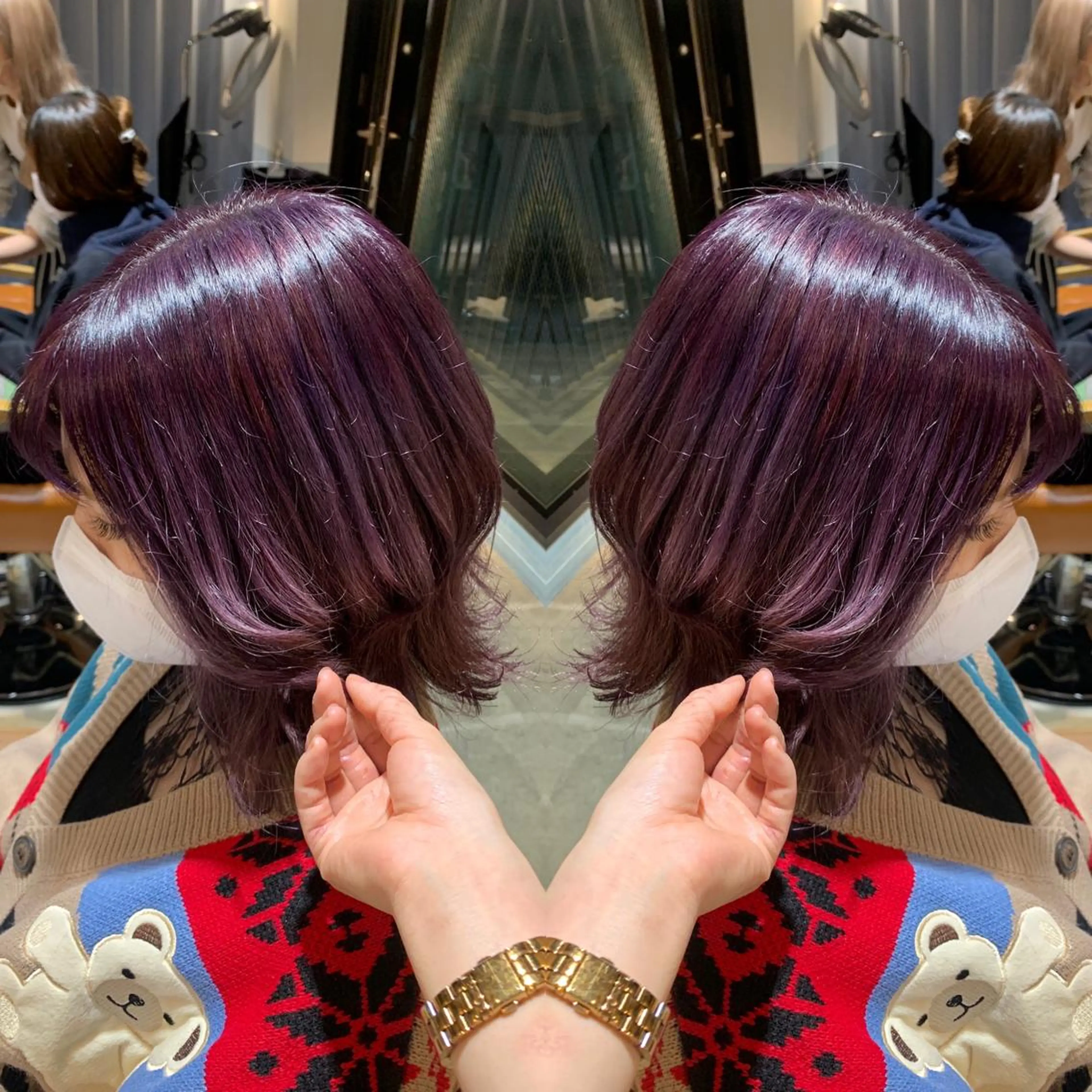 ミディアム カラー バイオレットカラー 韓国🇰🇷 ✂︎hair 内田愛のヘアスタイル