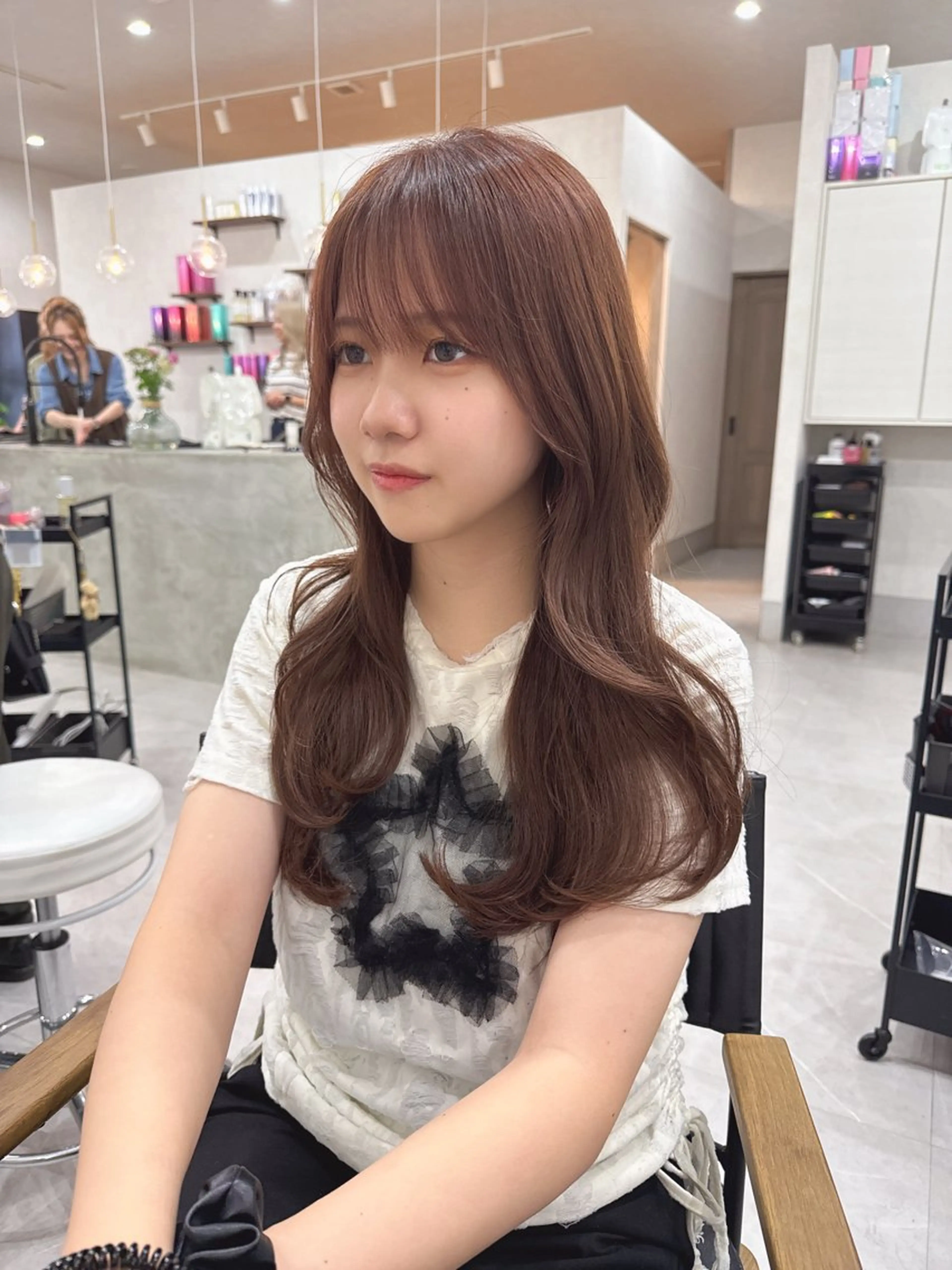 ロング ピンクブラウン レイヤーカット stark 🫧田中 小春のヘアスタイル