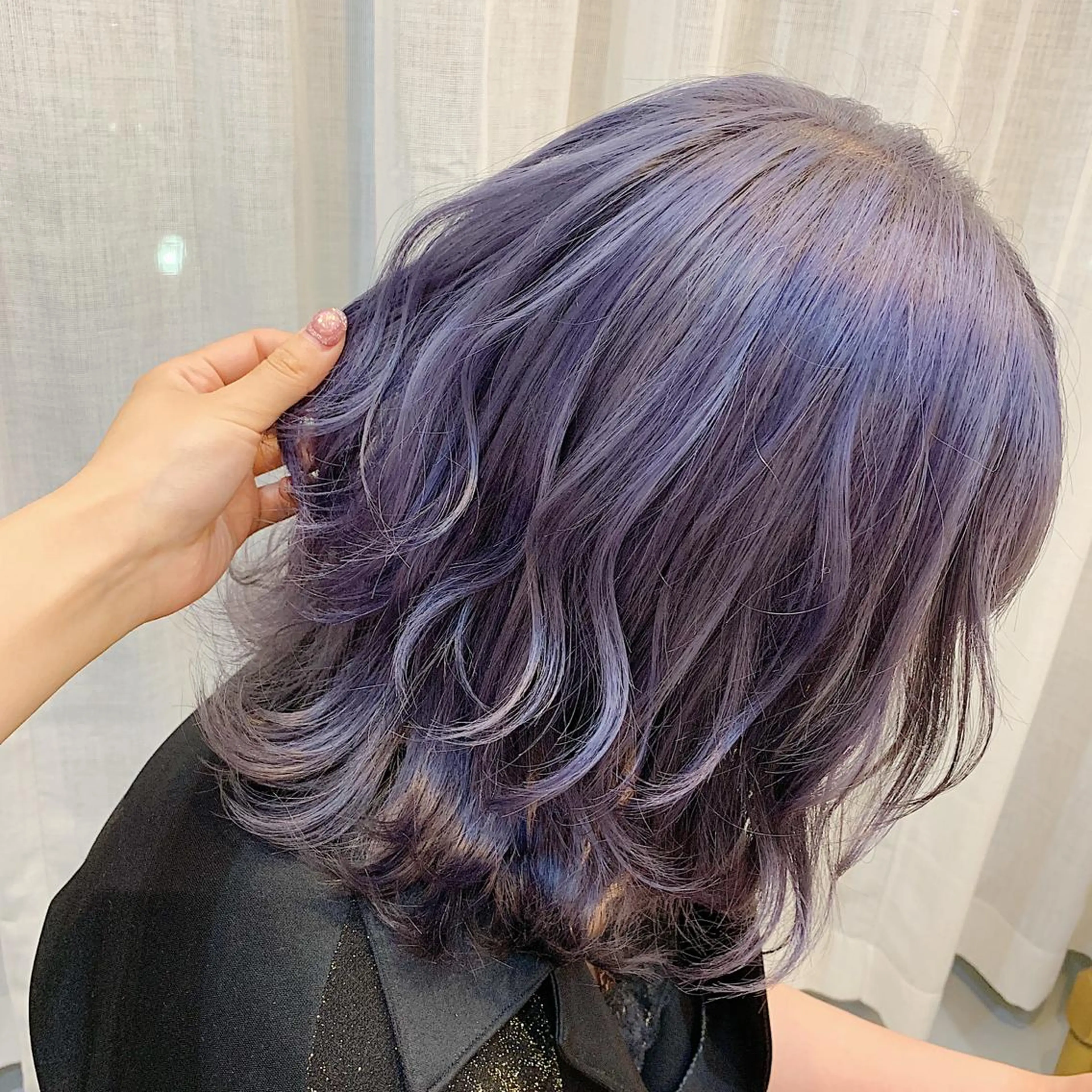 ミディアム カラー ブリーチ ブルーカラー ブルーラベンダー ラベンダーカラー GO TODAY SHAiRE SALON 町田店所属・🫧大森 知夏🫧のヘアスタイル