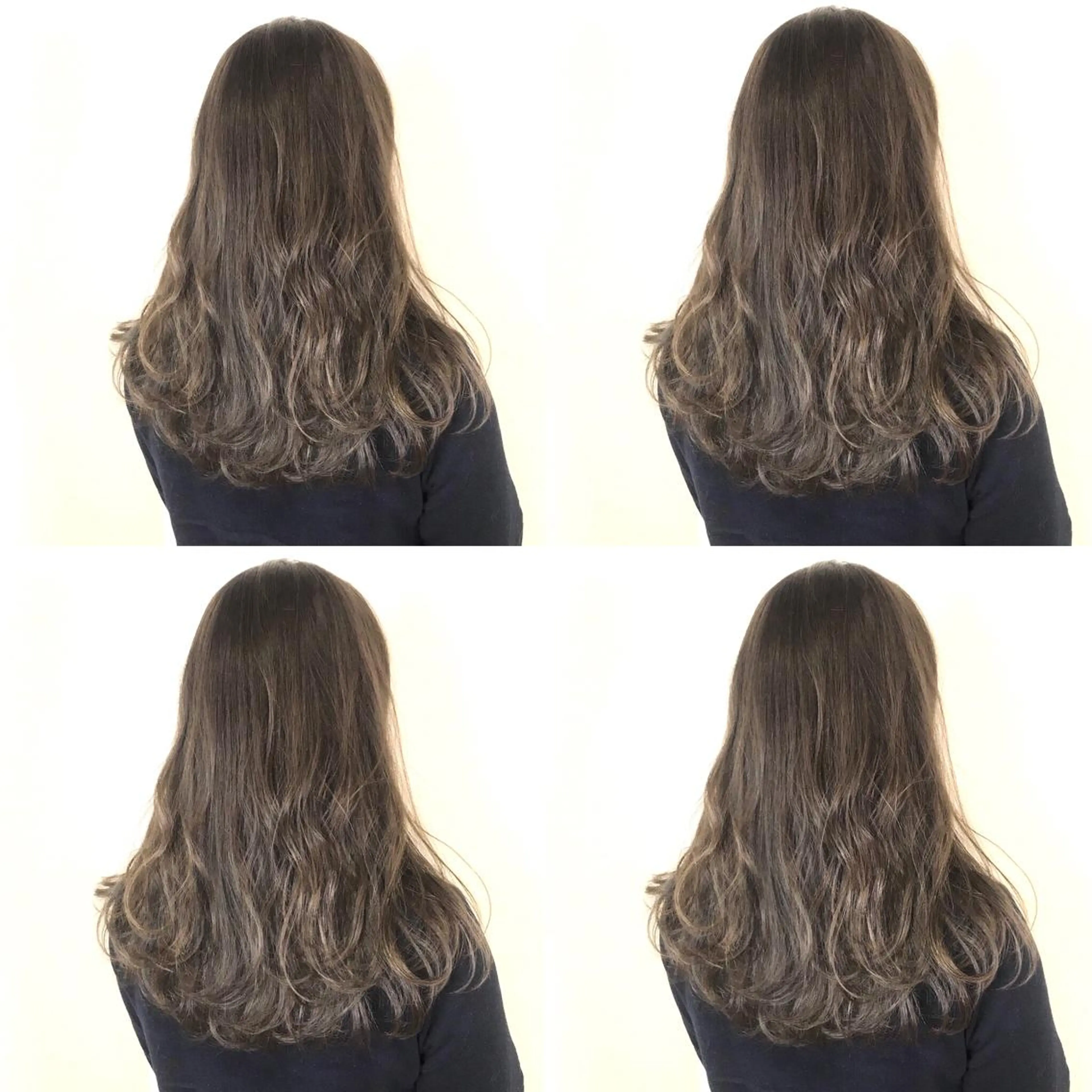 ロング カラー グレージュ オリーブグレージュ オリーブグレー 韓国レイヤーカット/ ダブルカラーのヘアスタイル