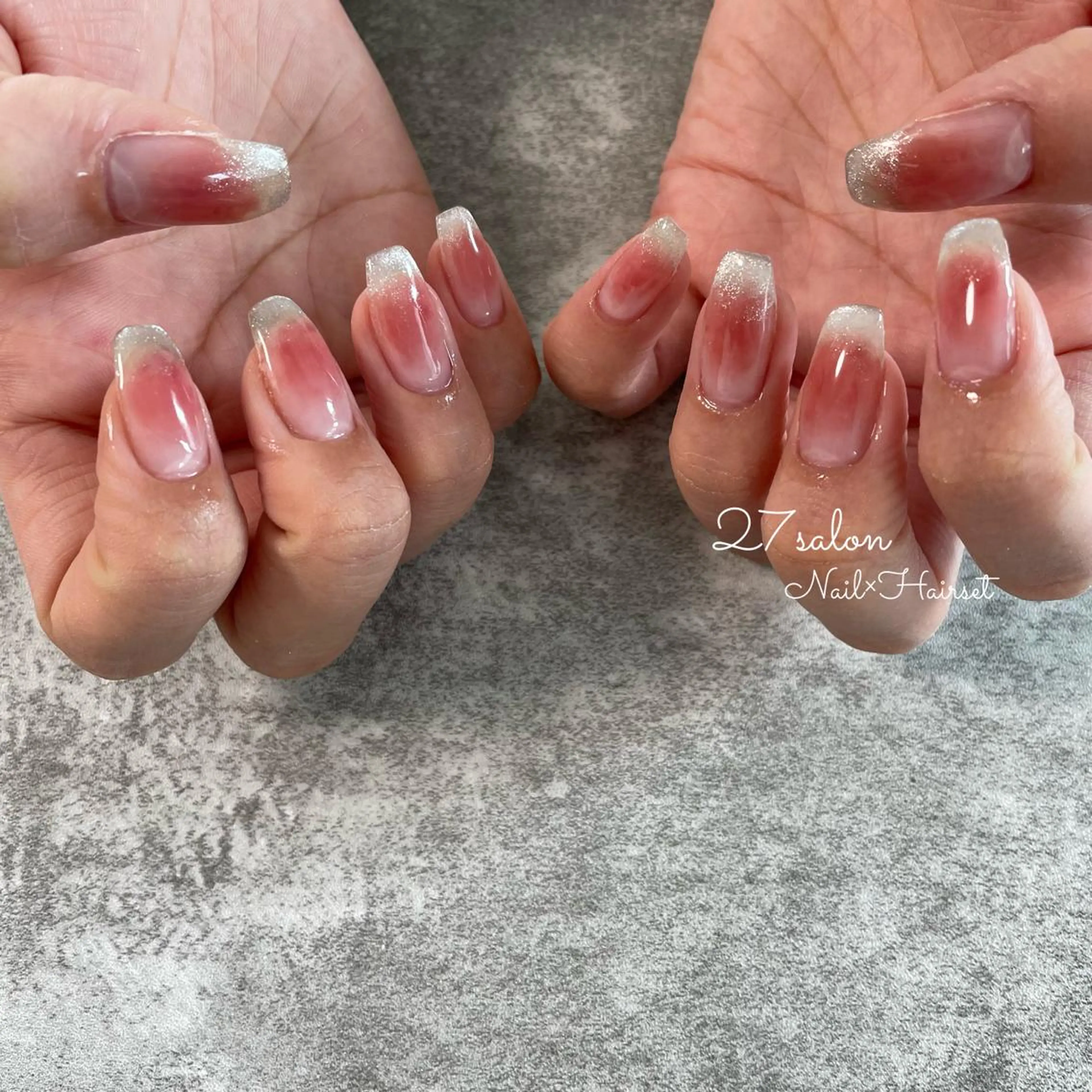 ネイル チークネイル フレンチネイル マグネットネイル マグネットフレンチ ワンホンネイル 27salon yuinaのネイルデザイン