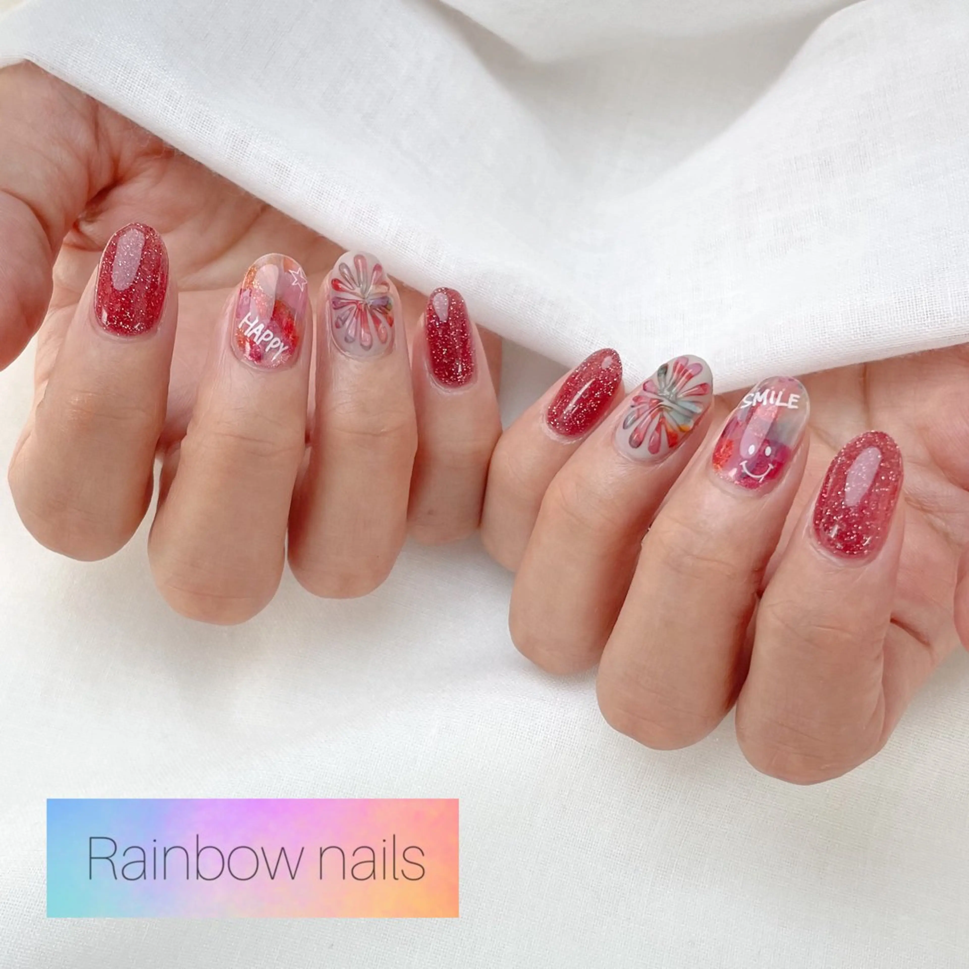 ネイル Rainbow nailsくろちゃんのネイルデザイン