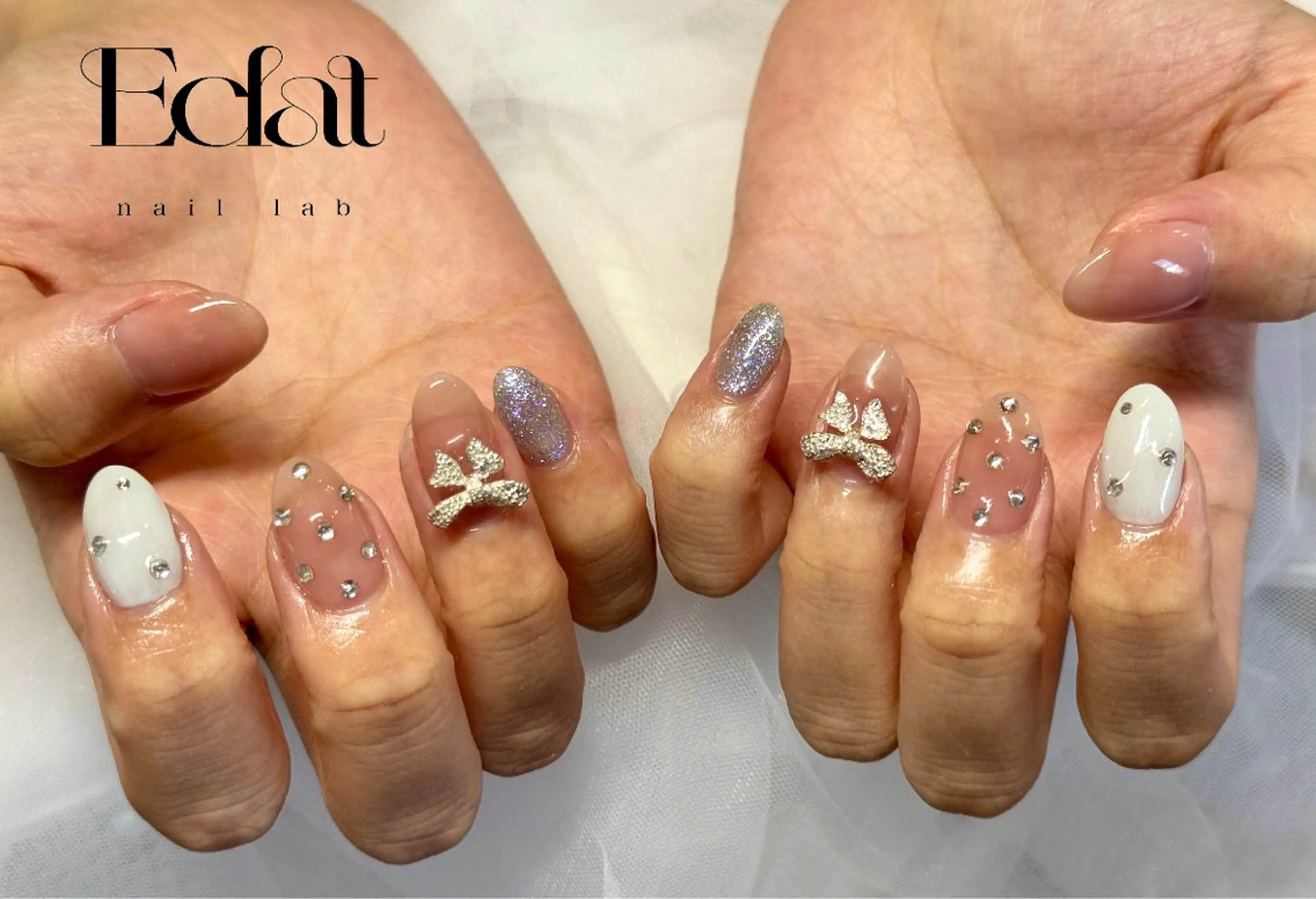 ネイル ストーンネイル ハンドネイル ネイルラボEclat RINAのネイルデザイン