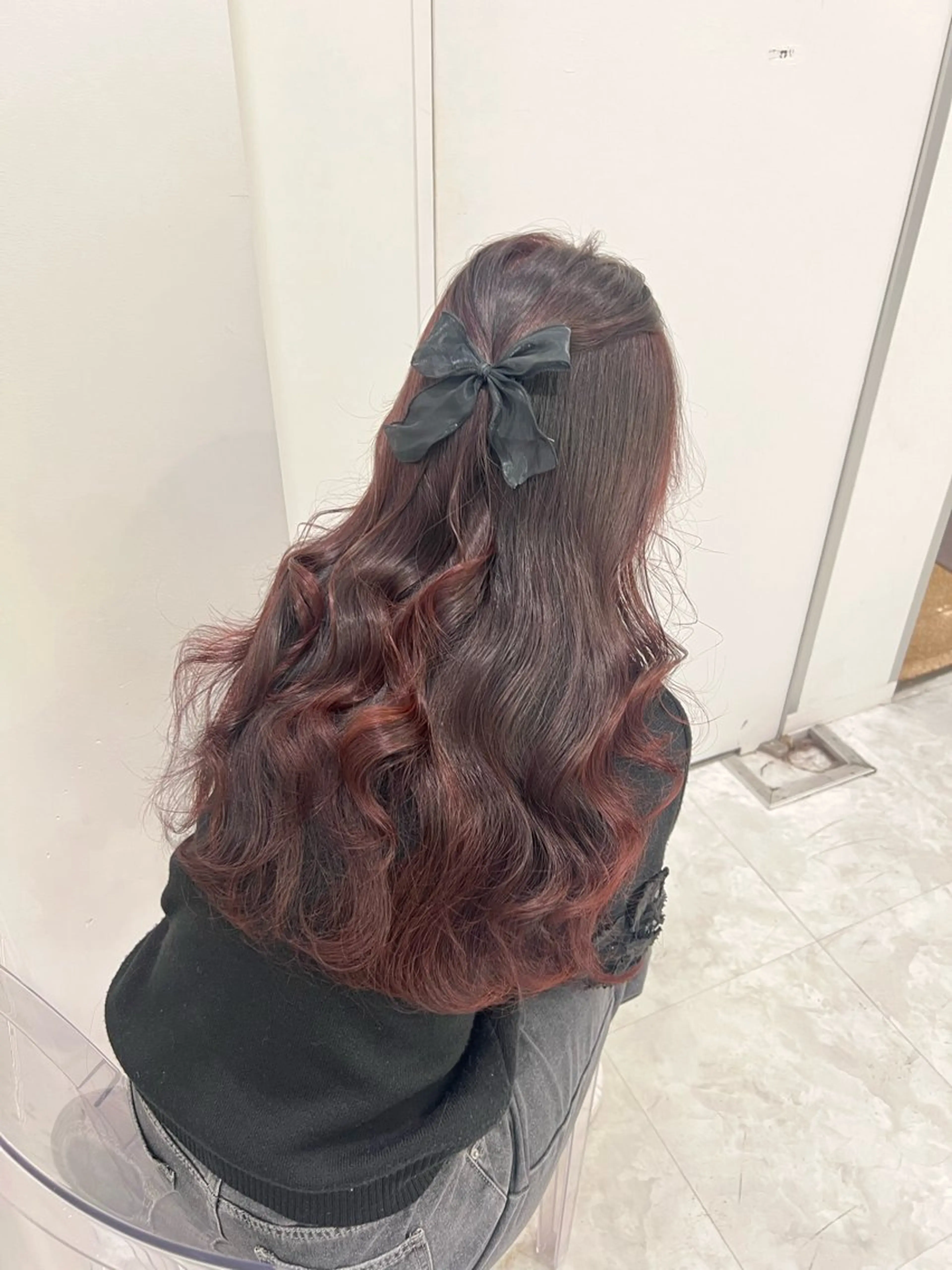 ロング カラー ヘアアレンジ ブラウンカラー レッドカラー レッドブラウン ヘアカラー 色気ある大人カラー /ブリーチなしのヘアスタイル